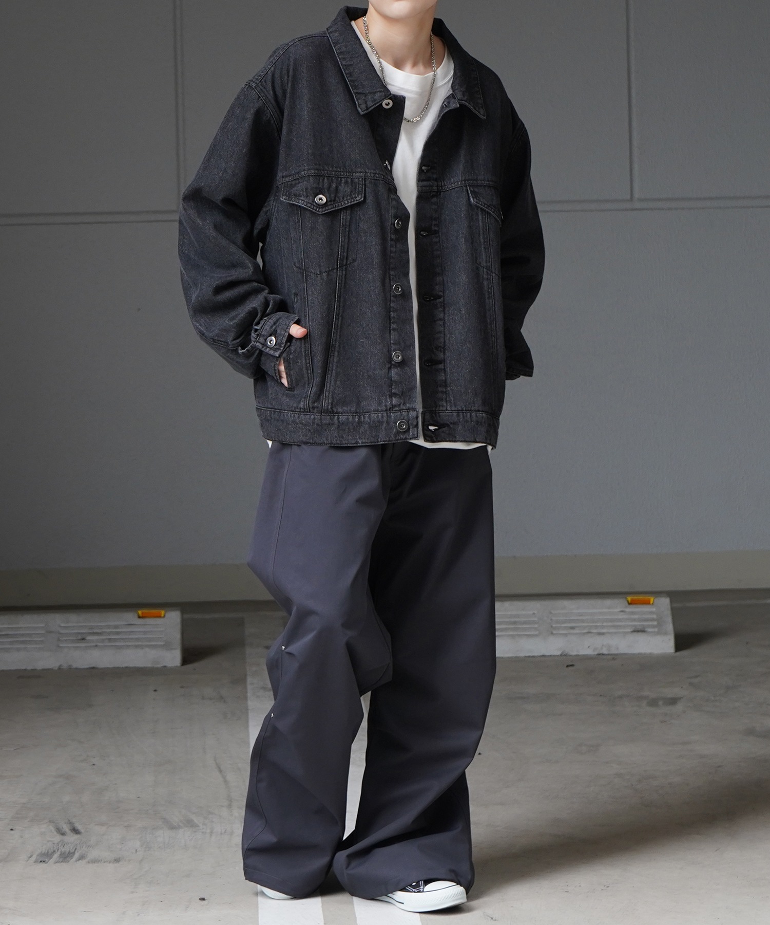 25SS【新色追加】ビッグシルエット ヴィンテージライク ケミカルウォッシュ加工 グラデーション デニムブルゾン / Gジャン デニムジャケット【Confirm】