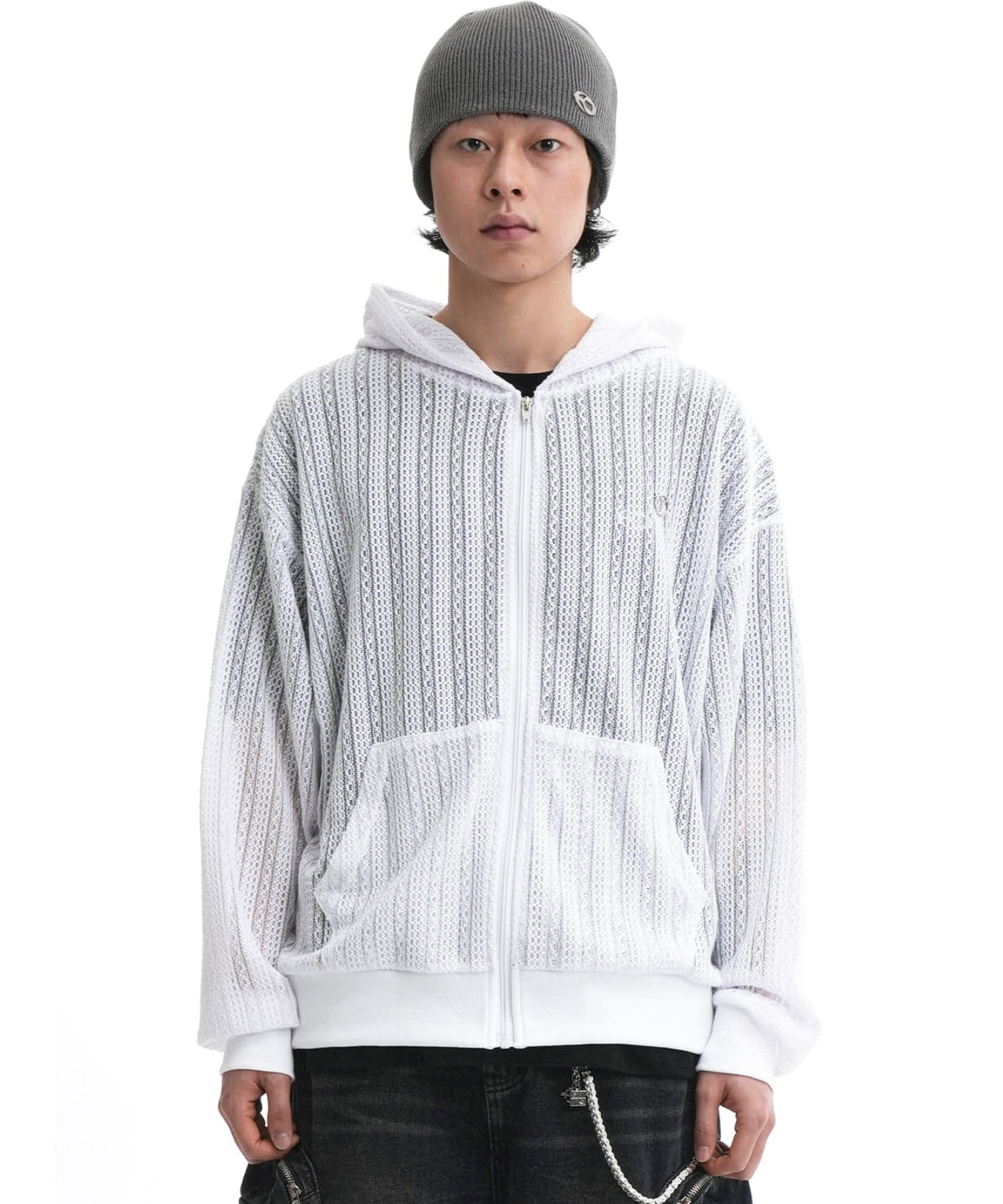 OY/オーワイ』 CROCHET HOODIE ZIP-UP/クロチェットジップアップ
