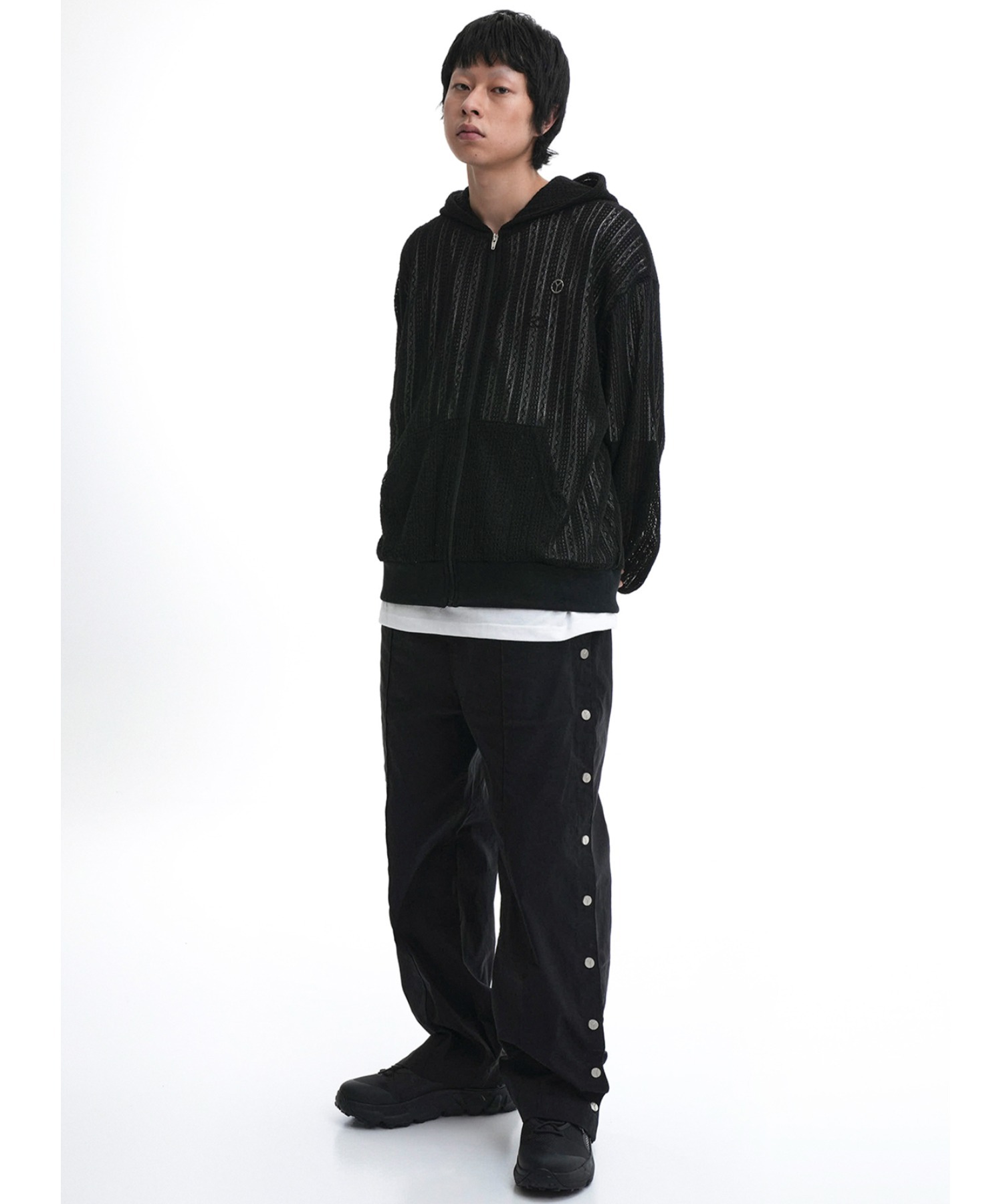 OYブラック フードパーカー サイズ1 OY パーカー 「OY/オーワイ」 S.R STONE HOODIE ZIP-UP/ストーン