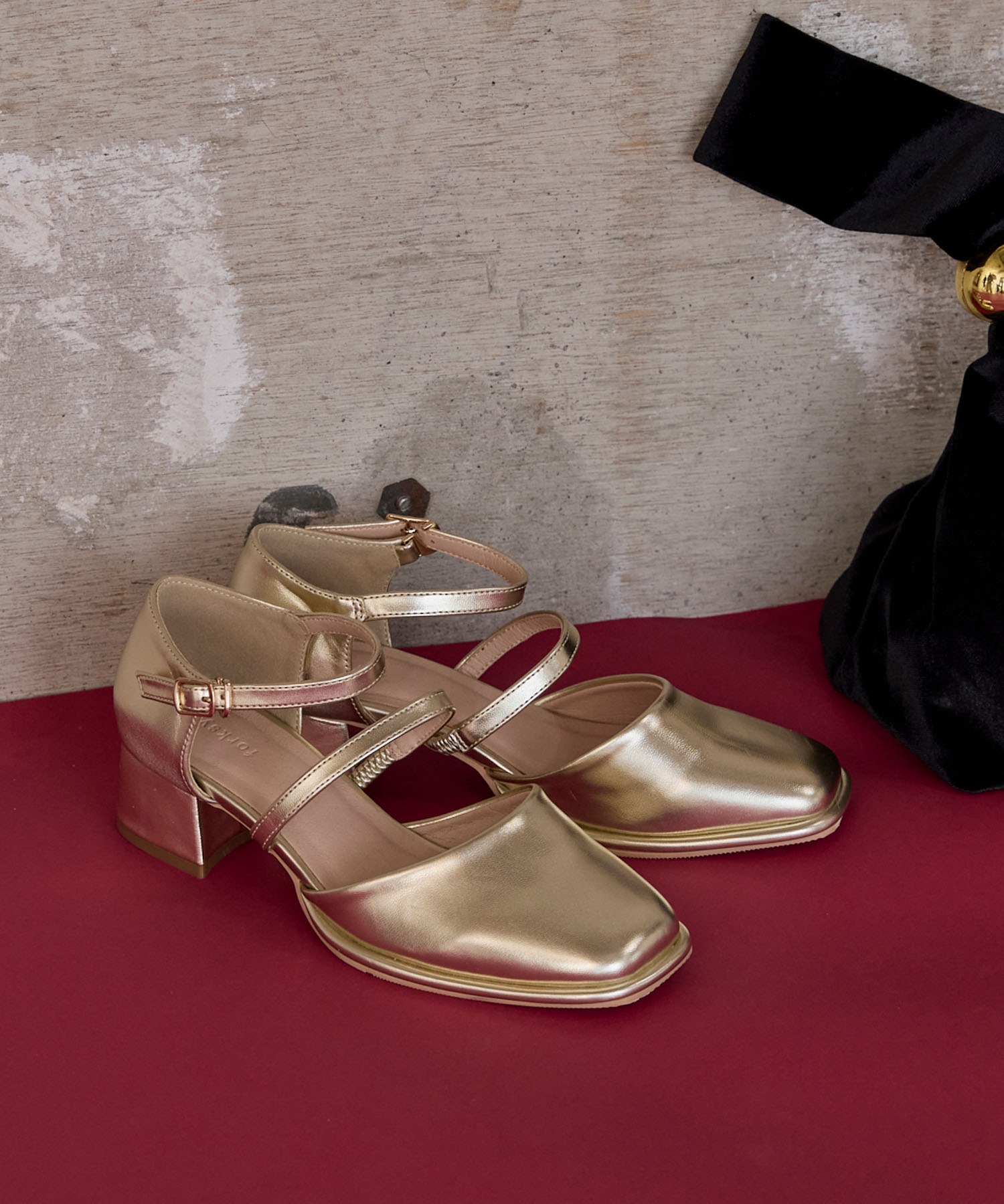 forksy.】【オケージョン対応】スクエアトゥダブルストラップ