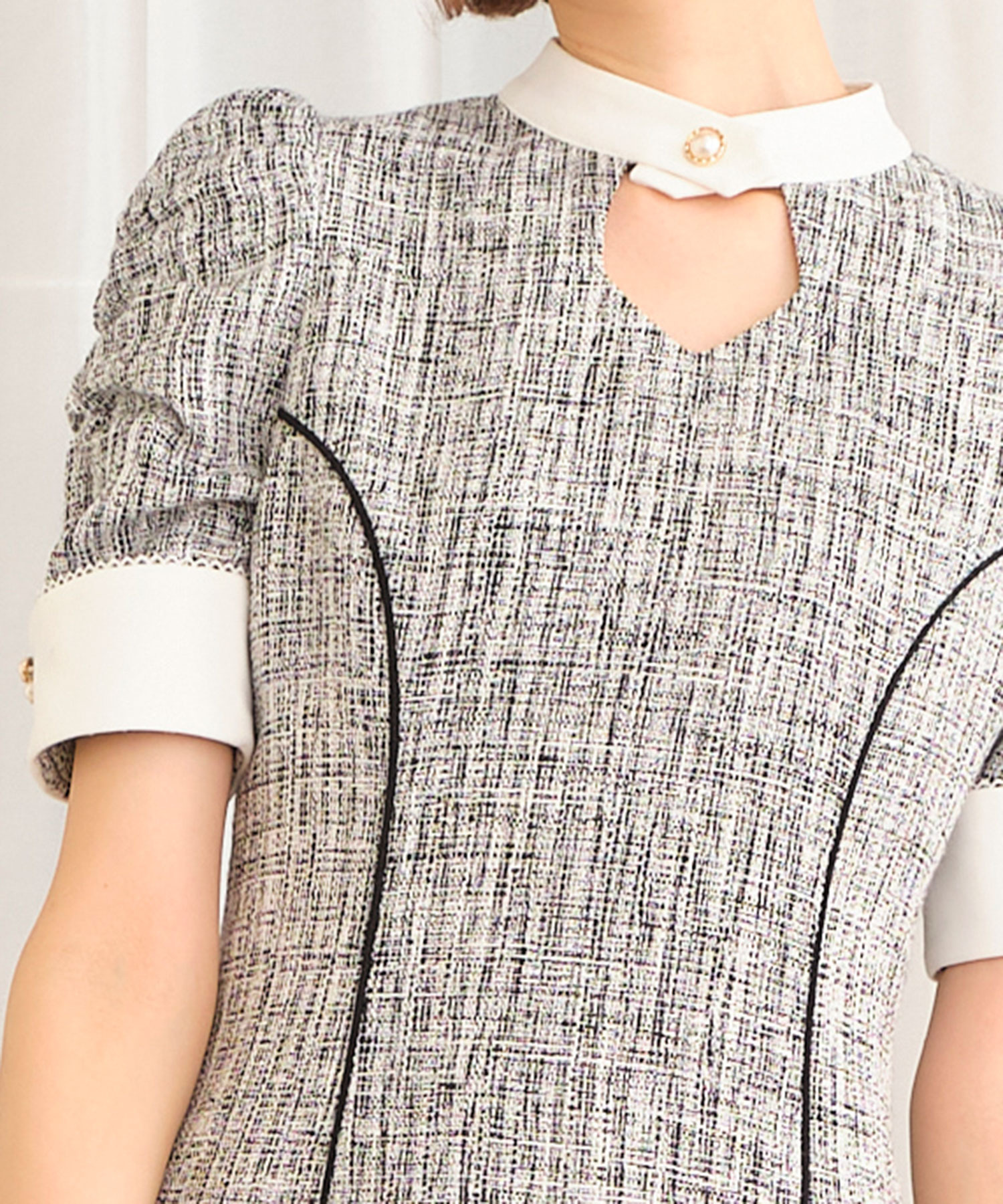 半袖デコルテオープンツイードワンピース Titty Co Titty Co Online Store ティティーアンドコーオンラインストア