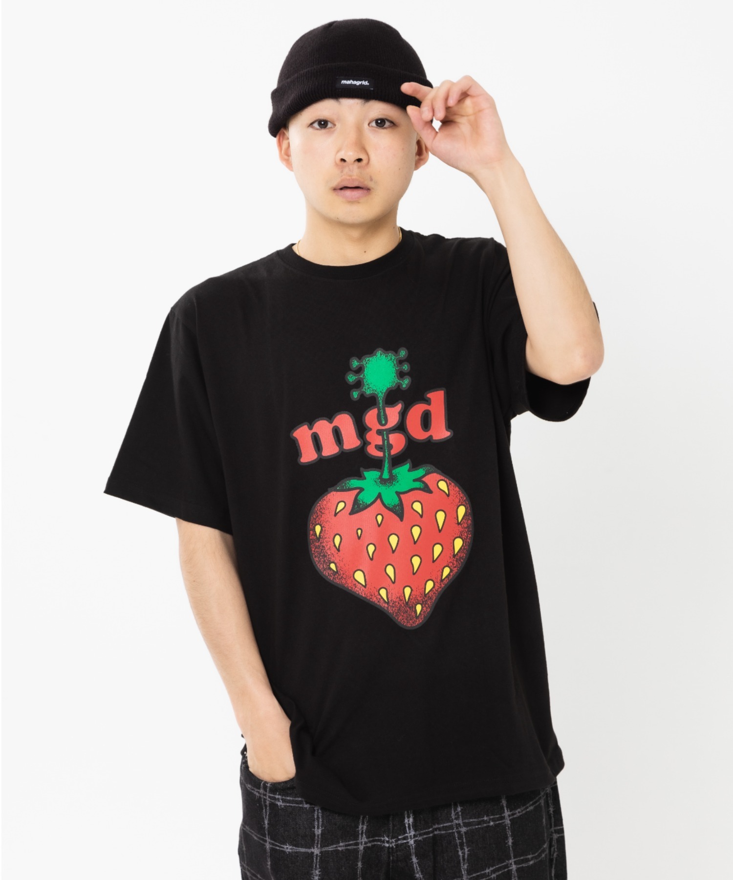 mahagrid/マハグリッド』STRAWBERRY TEE/イチゴグラフィック 半袖T