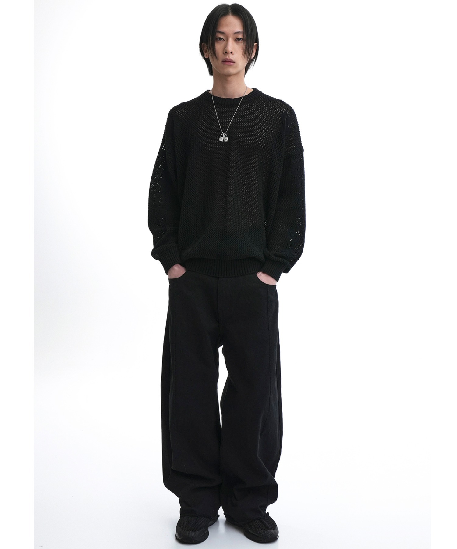 新品 オーストラリア産プレミアムウール100％ ハンドメイドコート 韓国 未使用 OY/オーワイ』 MESH OPYD KNIT/メッシュ OPYD ニット OY│A'GEM