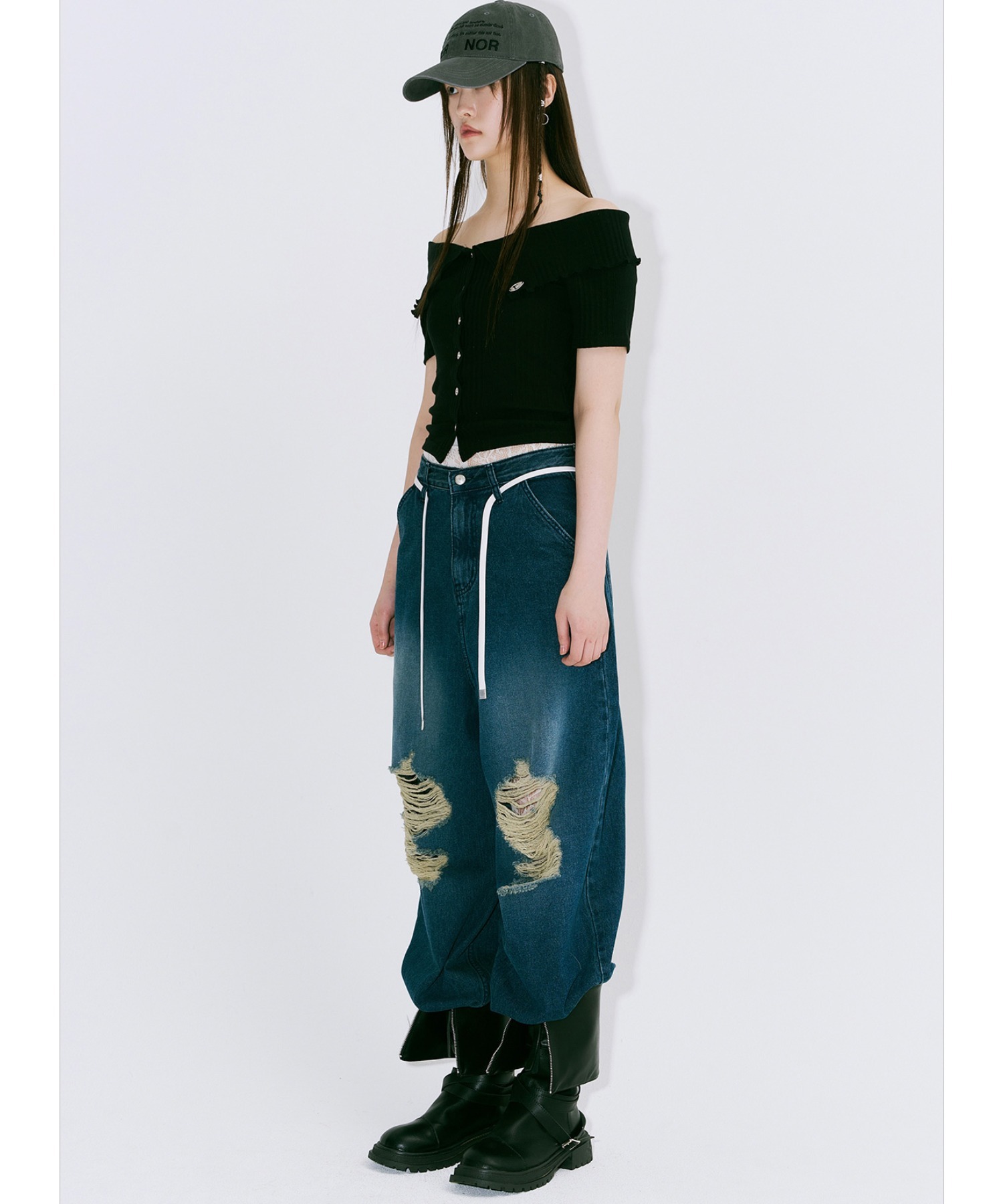 A'GEM/9 × .kom 『NIIER NOR/ニア ノア』 RIBBED OFF SHOULDER