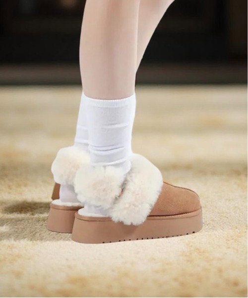 本革/スエード/シープファー/厚底/4.5cm】ボリュームサンダル ALL