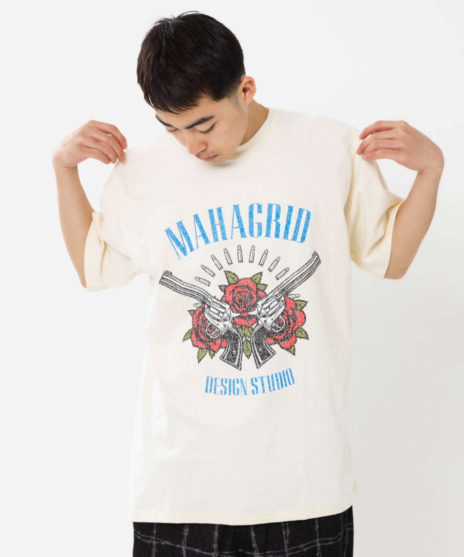 tシャツ 「mahagrid/マハグリッド」FLOWER PISTOL TEE/フラワーピストル 半袖 カットソー レディース メンズ mahagrid/マハグリッド』FLOWER PISTOL TEE/フラワーピストル