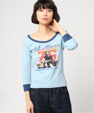 DRAG RACING プリント 七分袖チビTシャツ
