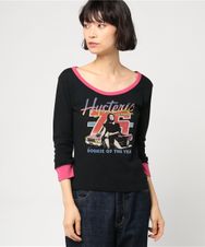 DRAG RACING プリント 七分袖チビTシャツ