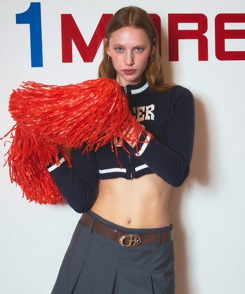 A'GAM/9×.kom『CRANK/クランク』LETTERING CROP KNIT ZIP-UP
