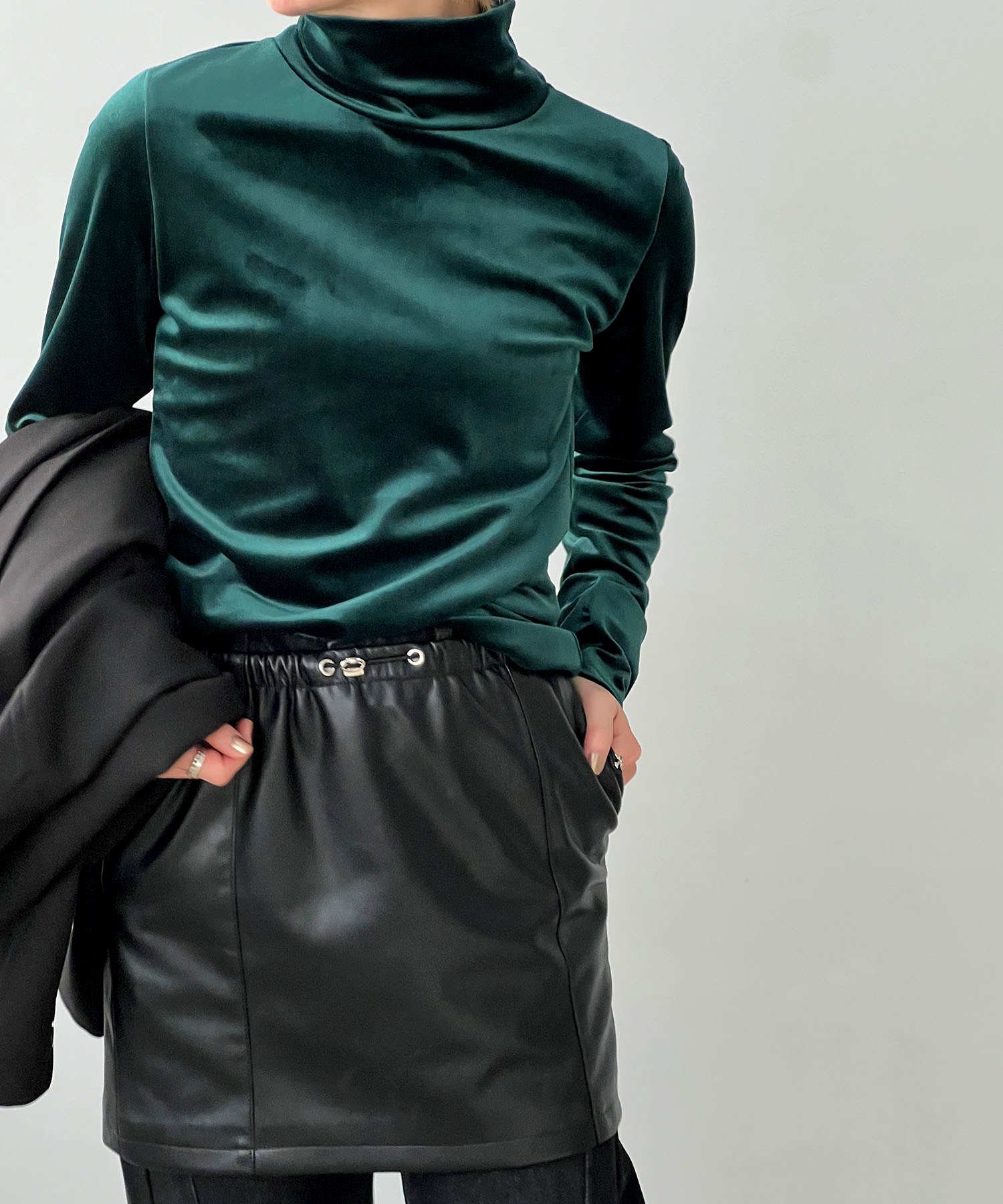 ベロア タートルネック トップス chw23a095-ファッション通販サイト