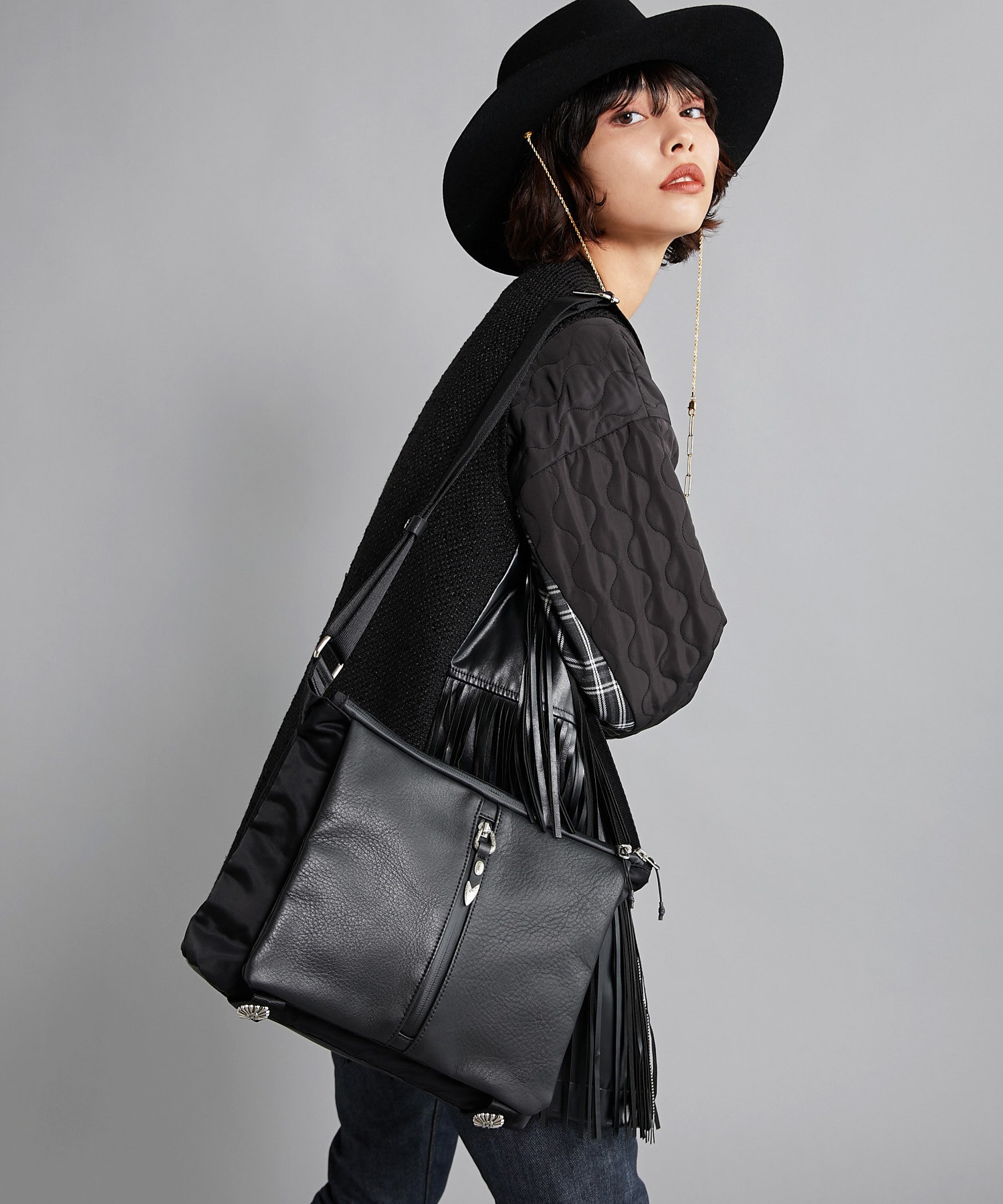 BURLAP OUTFITTER×ear メタルパーツコンビトートバッグ BURLAP OUTFITTER×ear】メタルパーツコンビトートバッグ
