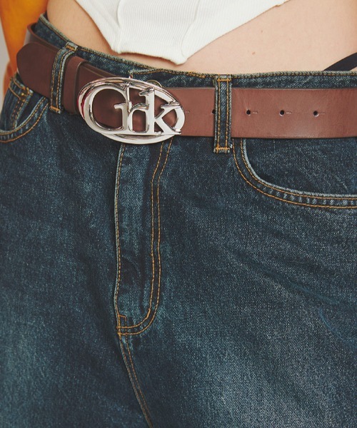 A'GAM/9×.kom『CRANK/クランク』LOGO BUCKLE LEATHER BELT/ロゴベルト