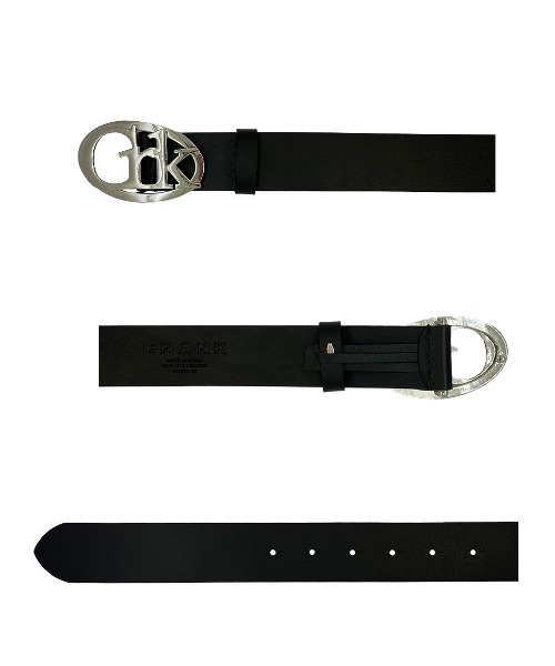 A'GAM/9×.kom『CRANK/クランク』LOGO BUCKLE LEATHER BELT/ロゴベルト