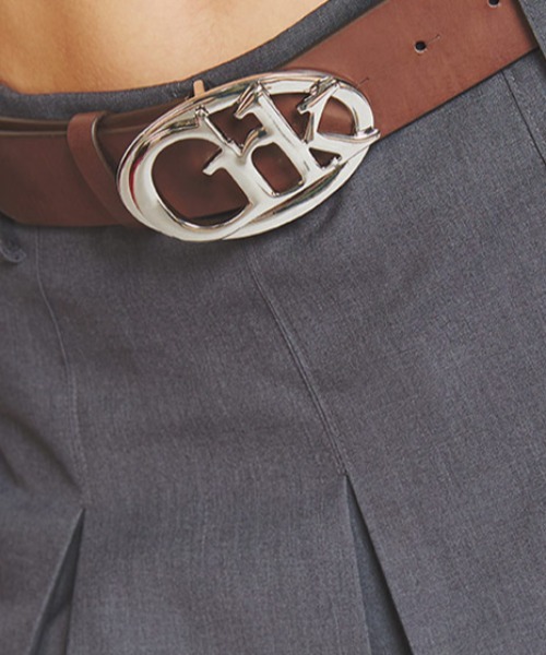 A'GAM/9×.kom『CRANK/クランク』LOGO BUCKLE LEATHER BELT/ロゴベルト