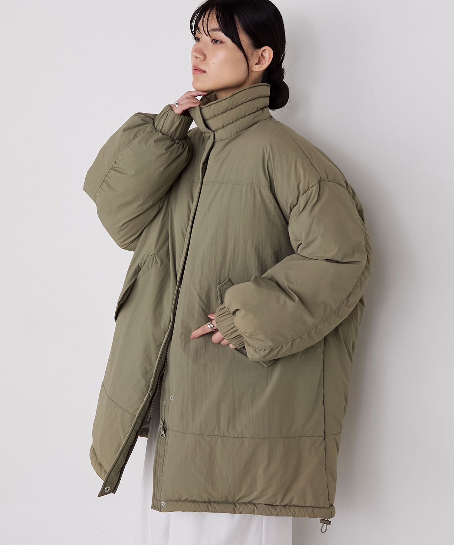 はぎのり forksy.】〈撥水加工〉ビッグドロスト付きハイネックモンスター