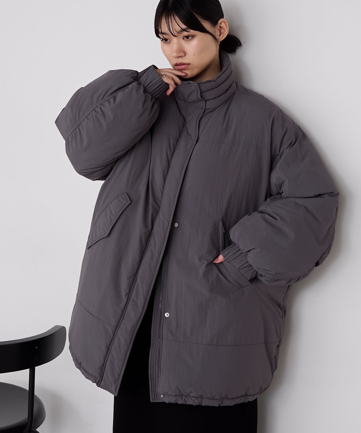 forksy.】〈撥水加工〉ビッグドロスト付きハイネックモンスター中綿