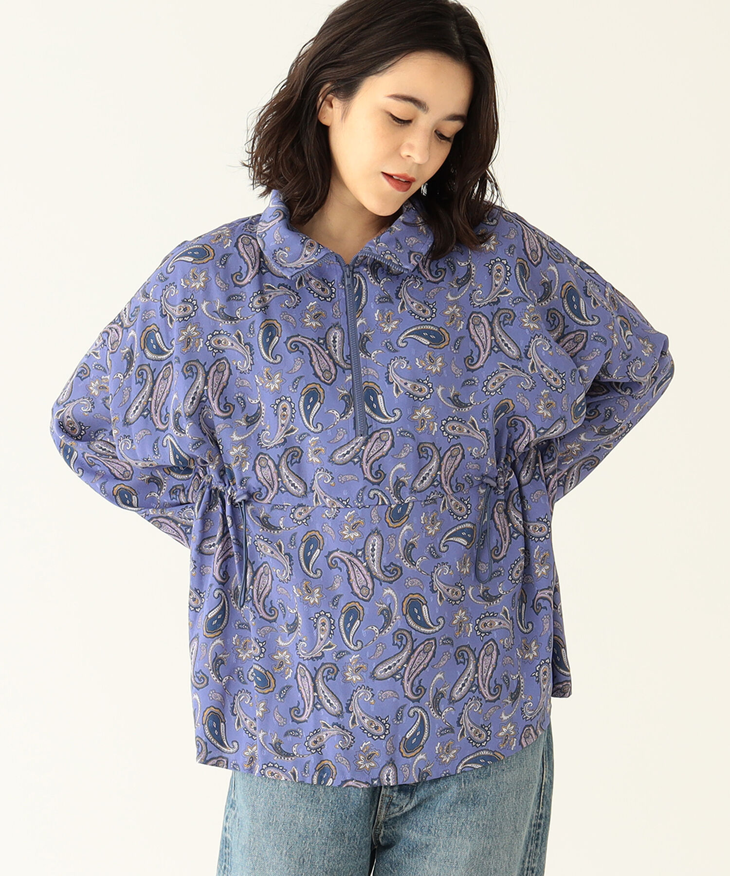 BEAMS BOY ペイズリーハーフジップシャツ ドローストリング | skisharp.com