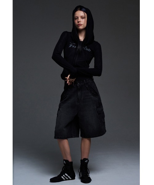 パーカー A'GEM/9 × .kom 「 FANCY CLUB/ファンシークラブ」 DENIM SEE-THROUGH WASHING COWL H A'GEM/9 × .kom 『 FANCY CLUB/ファンシークラブ』 DENIM SEE