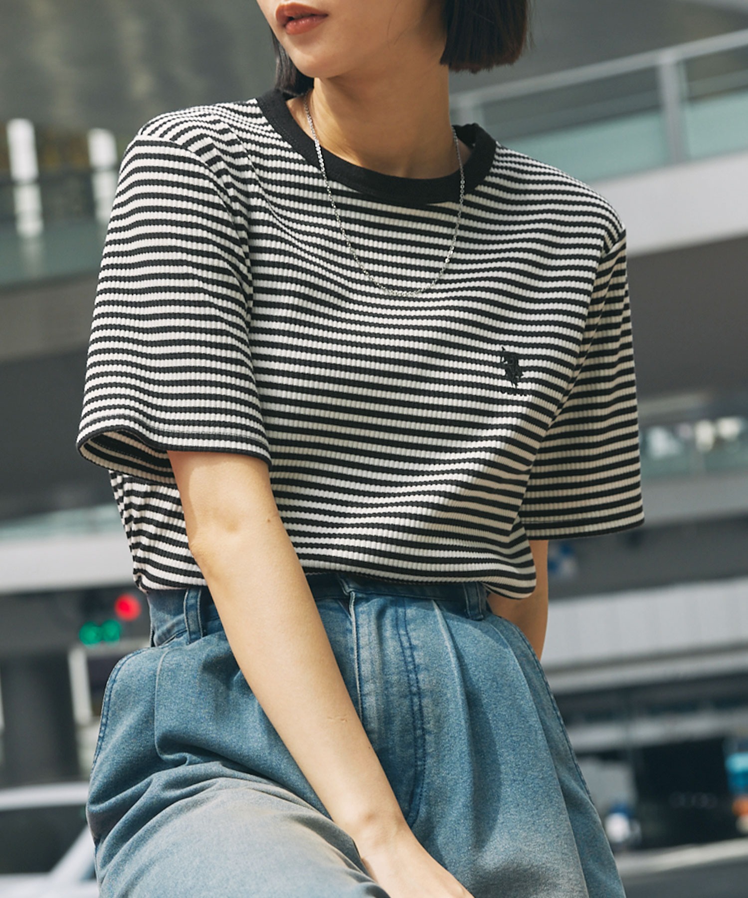 Tシャツ カットソー 半袖 刺繍 クルーネック コットン トップス