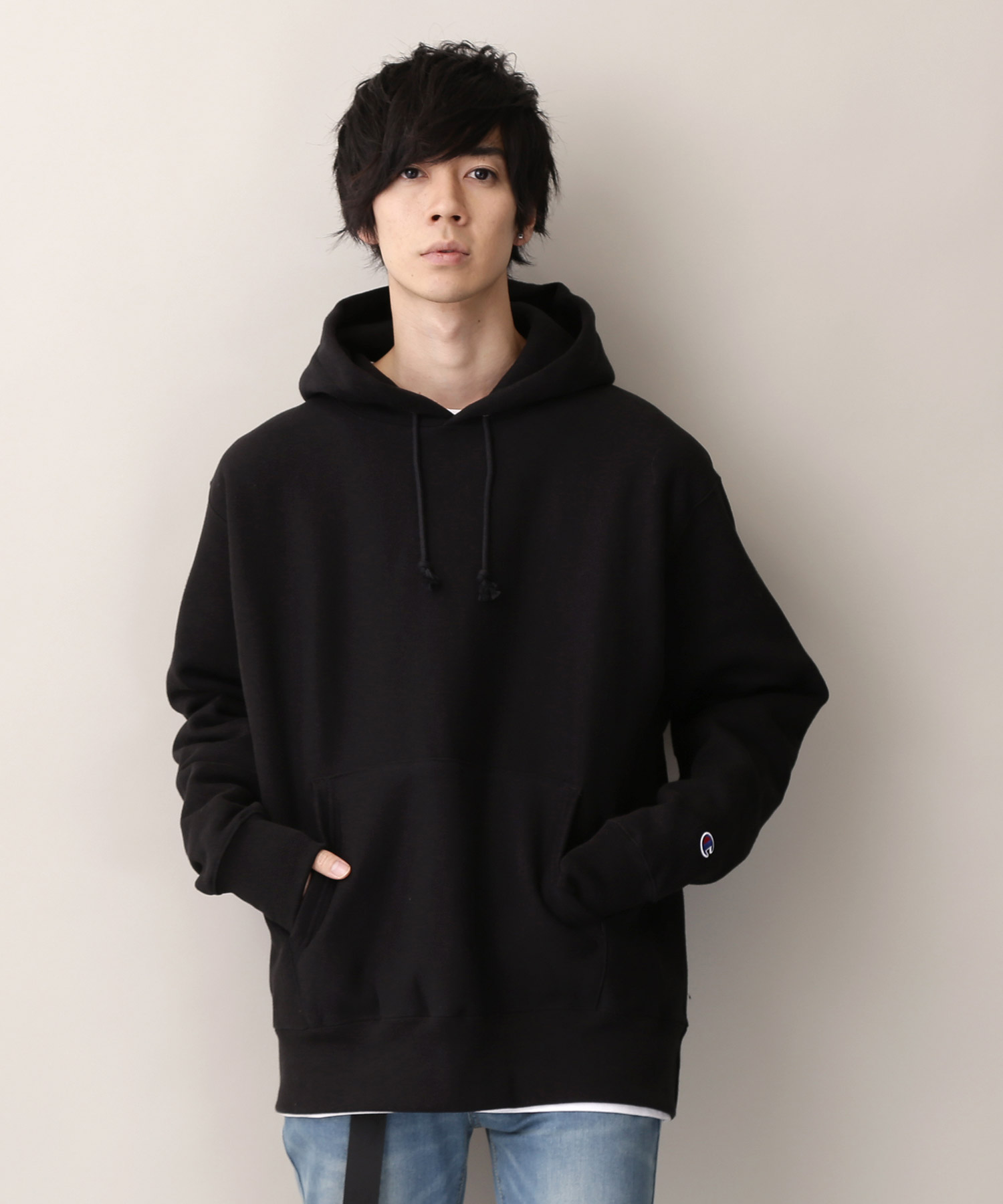 Champion プルオーバー パーカー 黒 M XL あり-