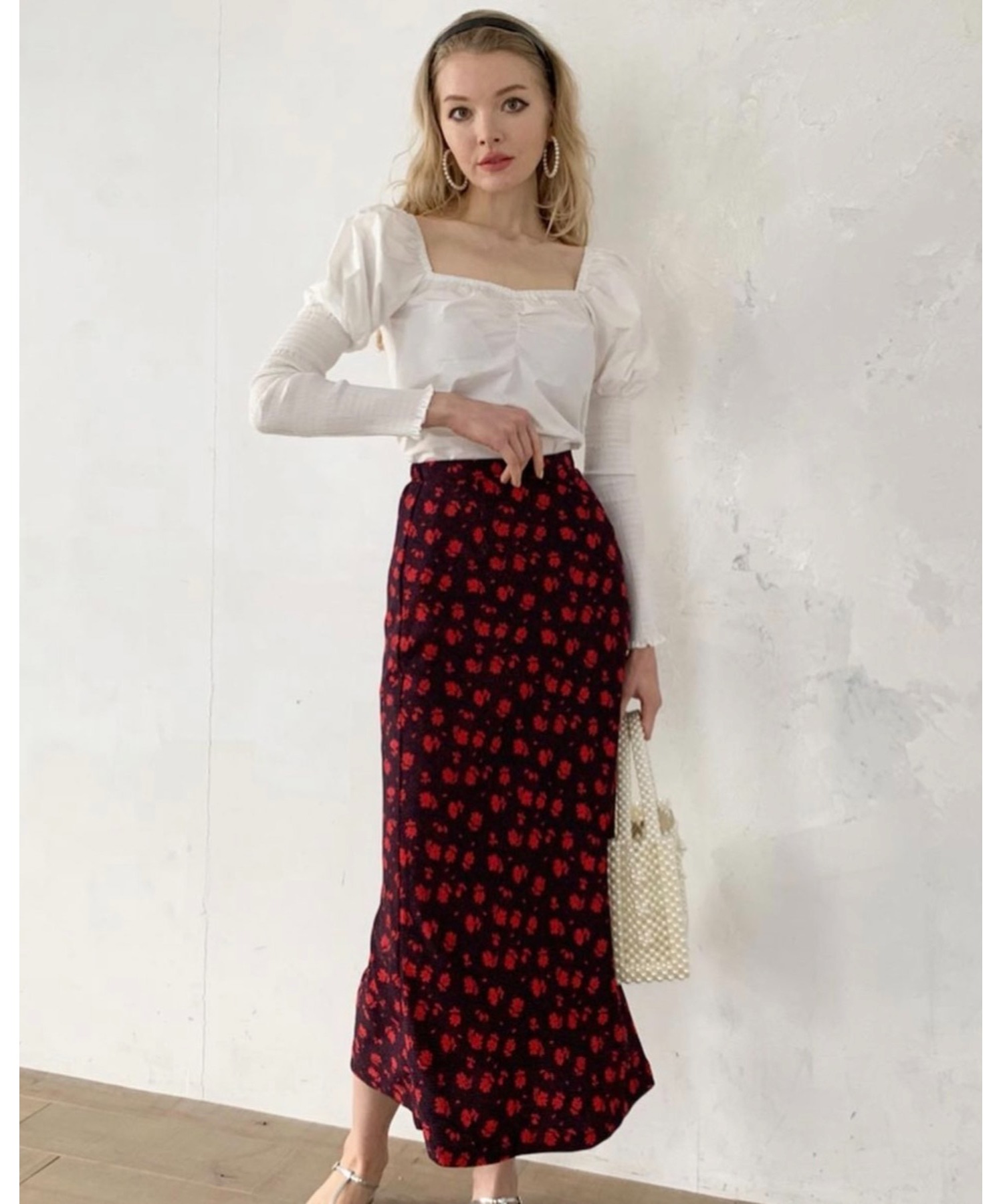 epinedot flower straight skirt 特価 素晴らしい品質 long