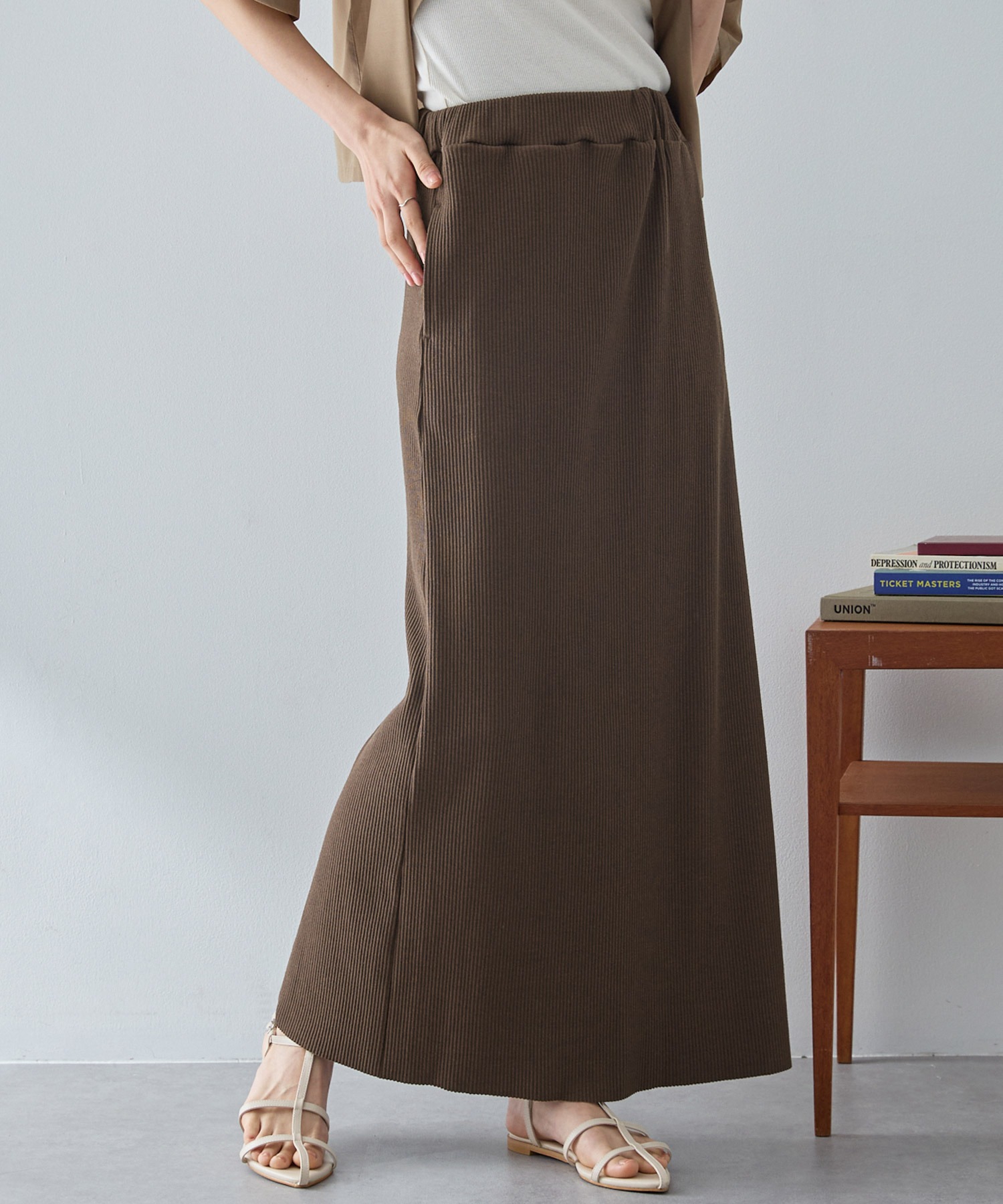 セルフカットセンタースリットリブスカート MONO-MART│MONO-MART