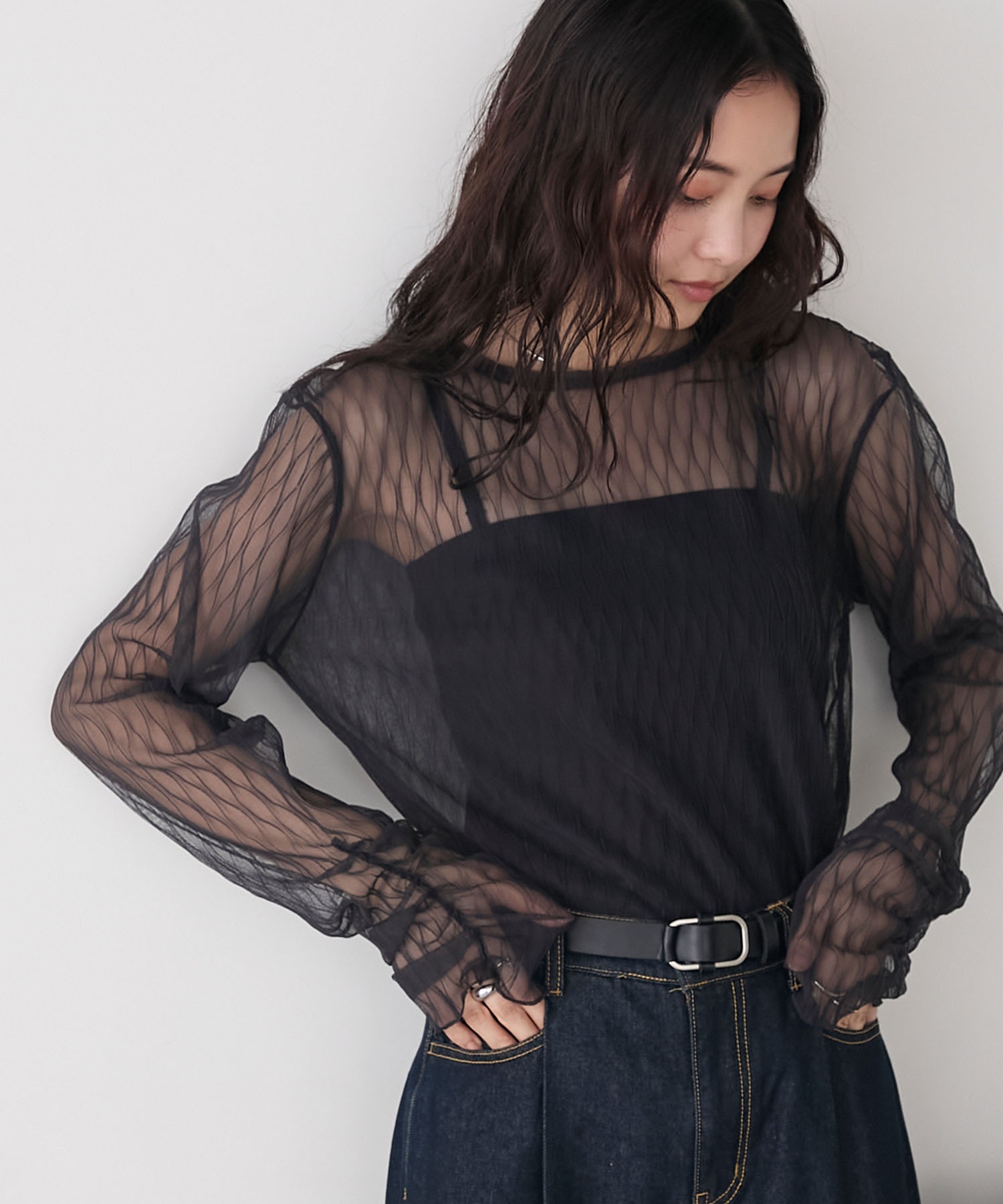 forksy.】プリーツシアーシャーリングスリーブトップス forksy.│MONO