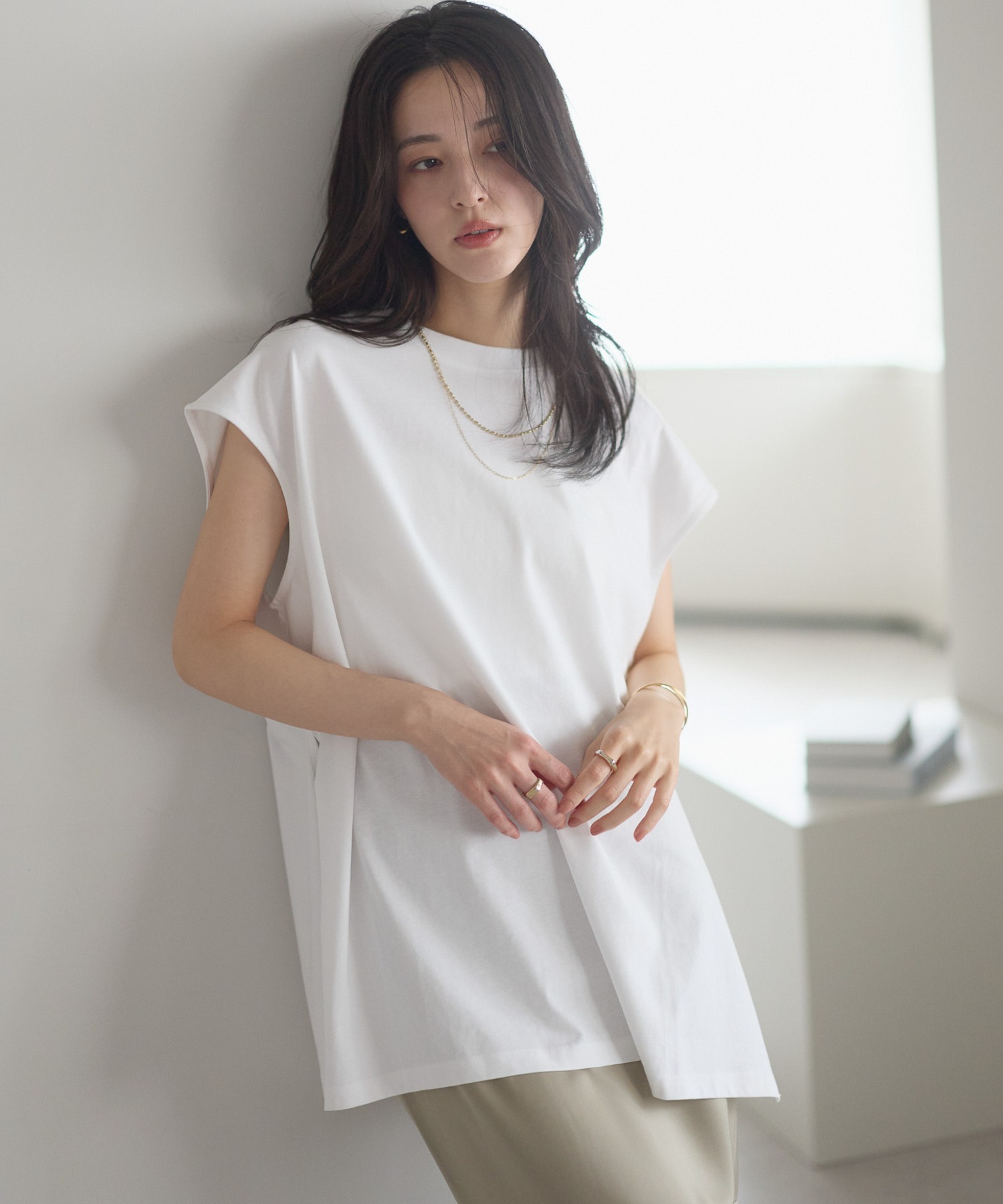 model：161cm 着用サイズ；F