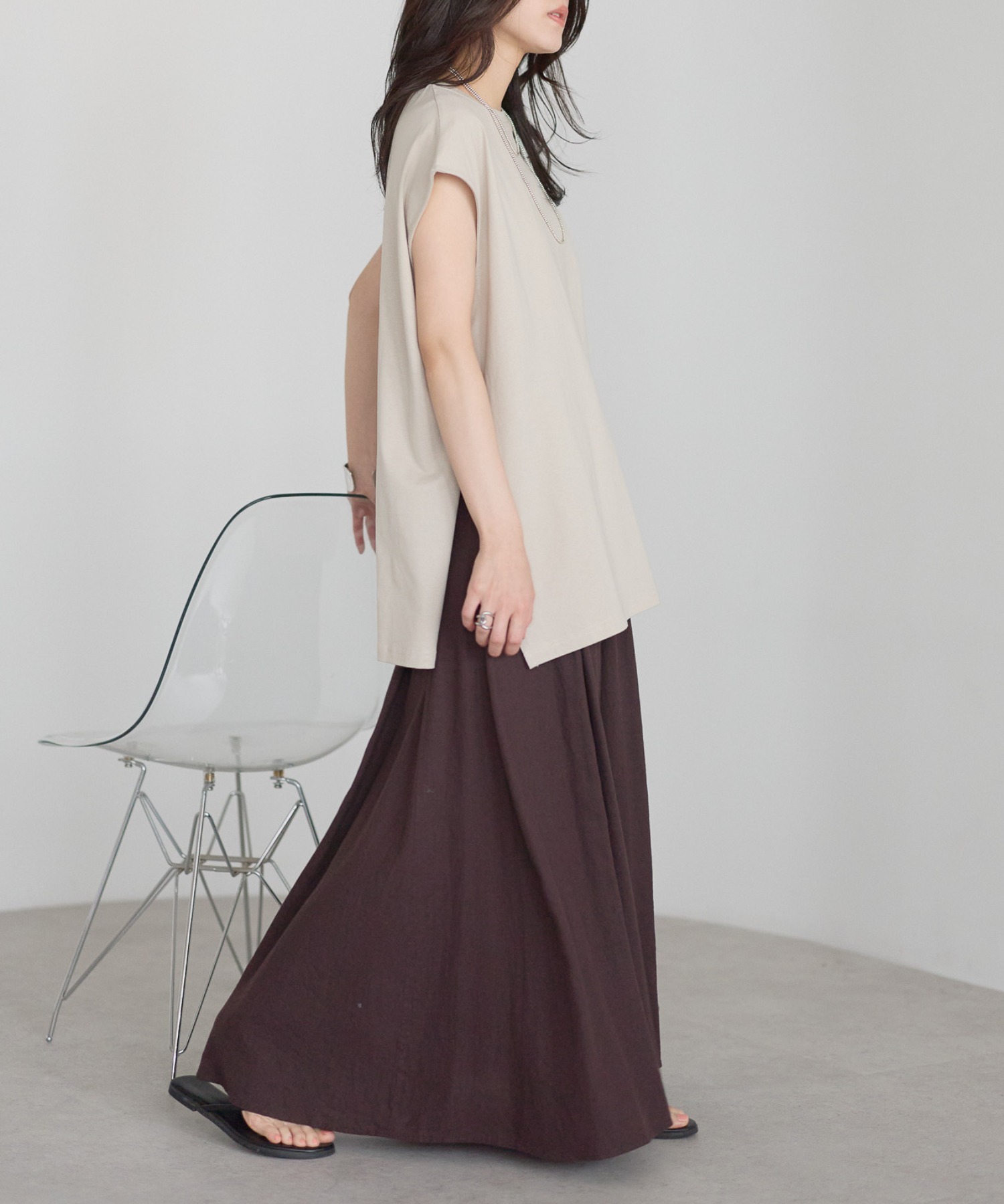 model：161cm 着用サイズ；F