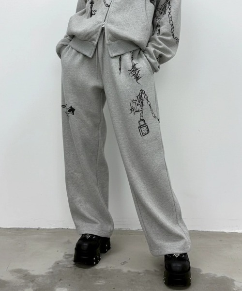 A'GEM/9 × .kom 『ARULE/アルール』Chain Cross Graphic Sweatpants