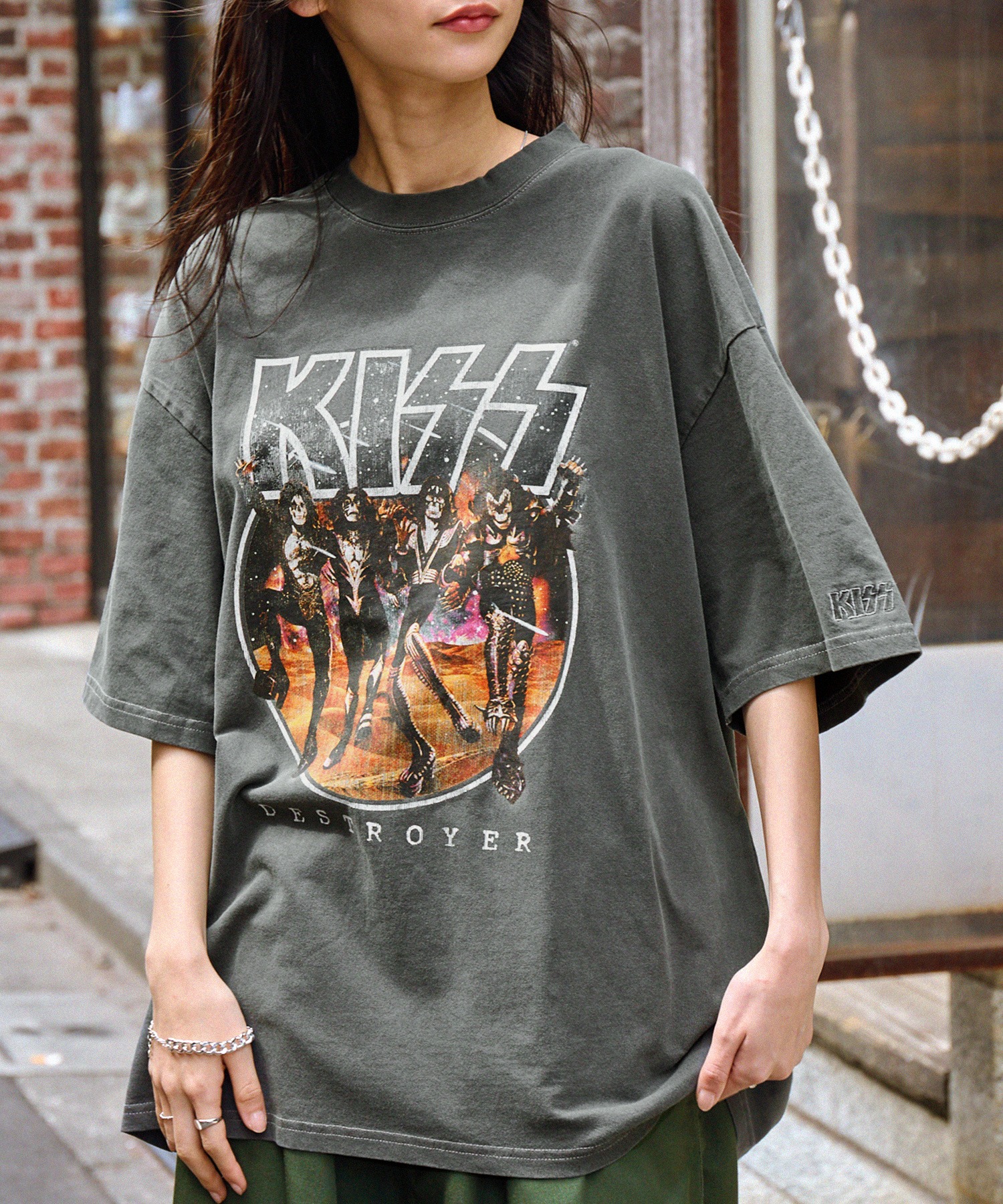 【KISS/QUEEN/THE ROLLING STONES/Slipknot/BLACK SABBATH】別注 ヴィンテージライク  ロックプリントピグメント加工 半袖Tシャツ