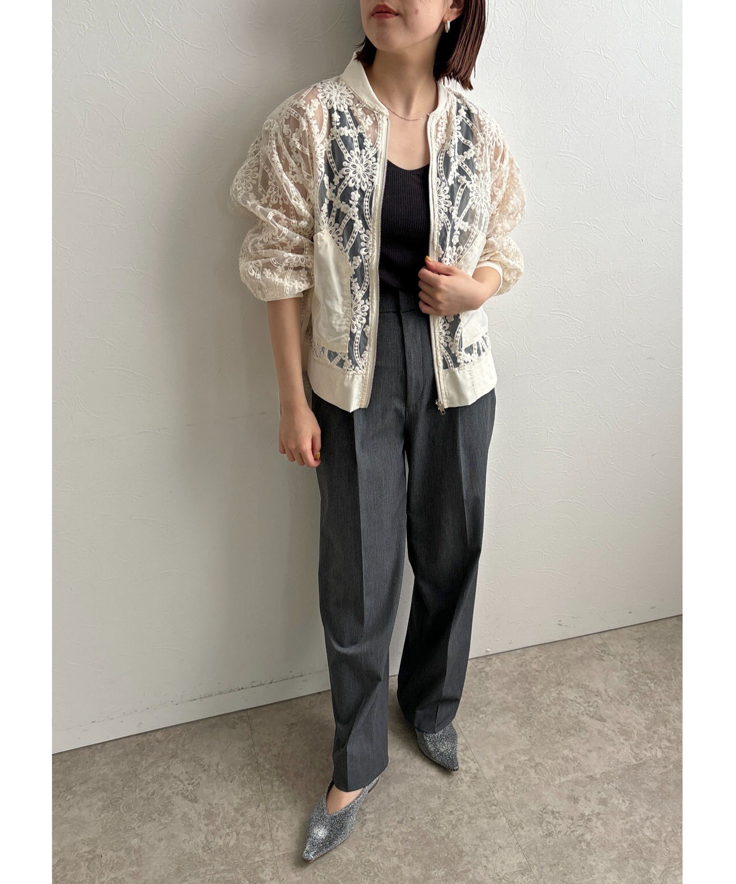 刺繍レースジップブルゾン Palm Riche│Eimee Law & LHELBIE 公式