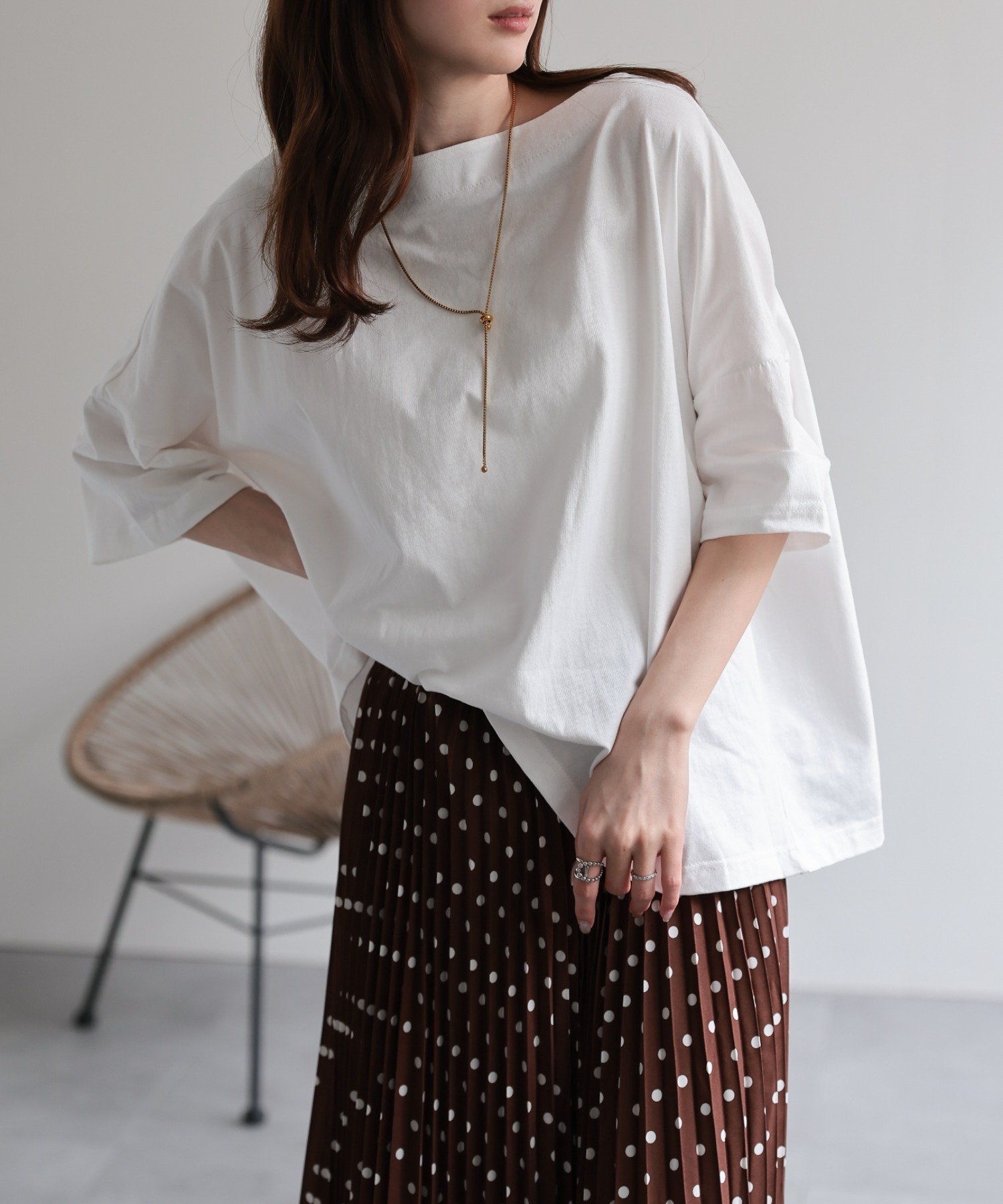 model：162cm 着用サイズ：F