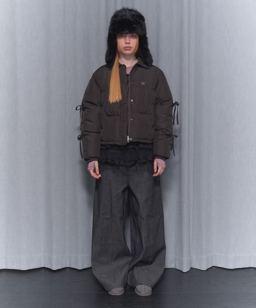 NASTY FANCY CLUB★韓国★人気★RIBBON COLLAR SHORT PUFFER 3色 A'GEM/9 × .kom 『 FANCY CLUB/ファンシークラブ』 RIBBON