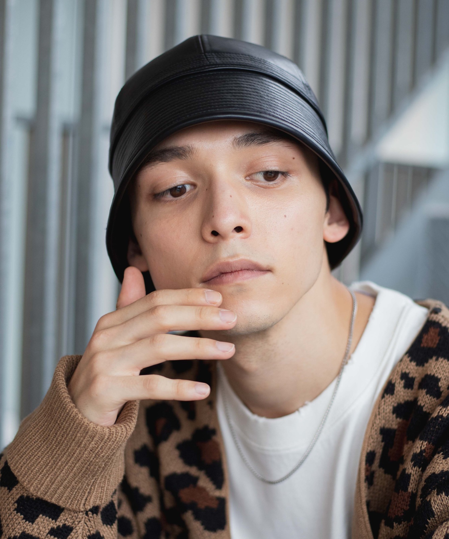 Wego フェイクレザーセーラーハット