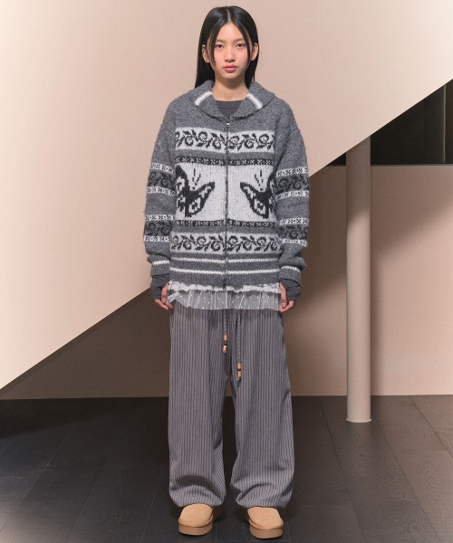 【ATELIER EDITION】Fringe Banding Knit Pants / 韓国 / 大人気 Fringe Banding Knit Pants (navy) - 아뜰리에에디션