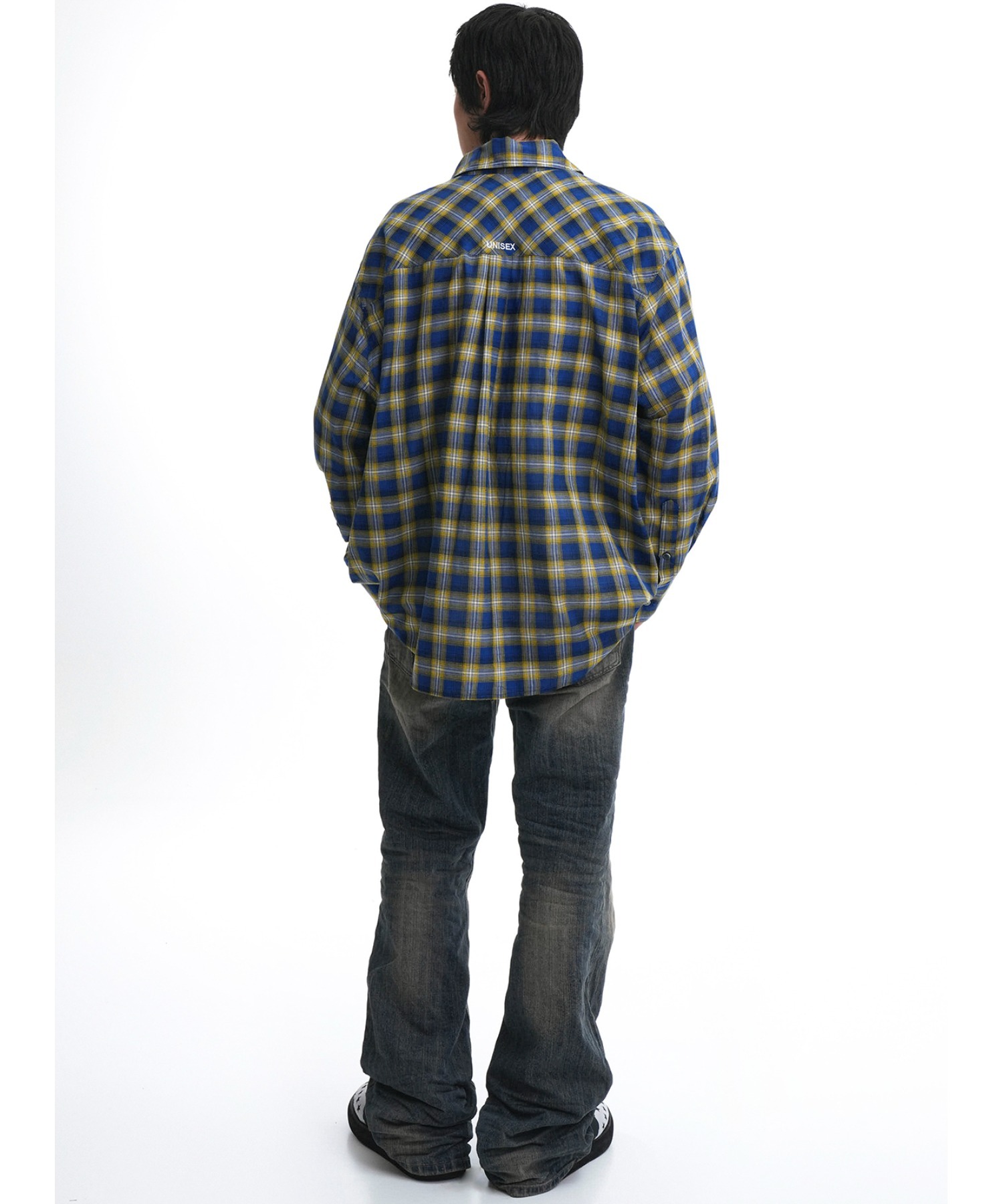 ★OY★EMBOSS C.B BOOT CUT JEANS-BLUE★正規品/韓国直送料込 ☆OY☆EMBOSS C.B BOOT CUT JEANS-BLUE☆正規品/韓国直送料込