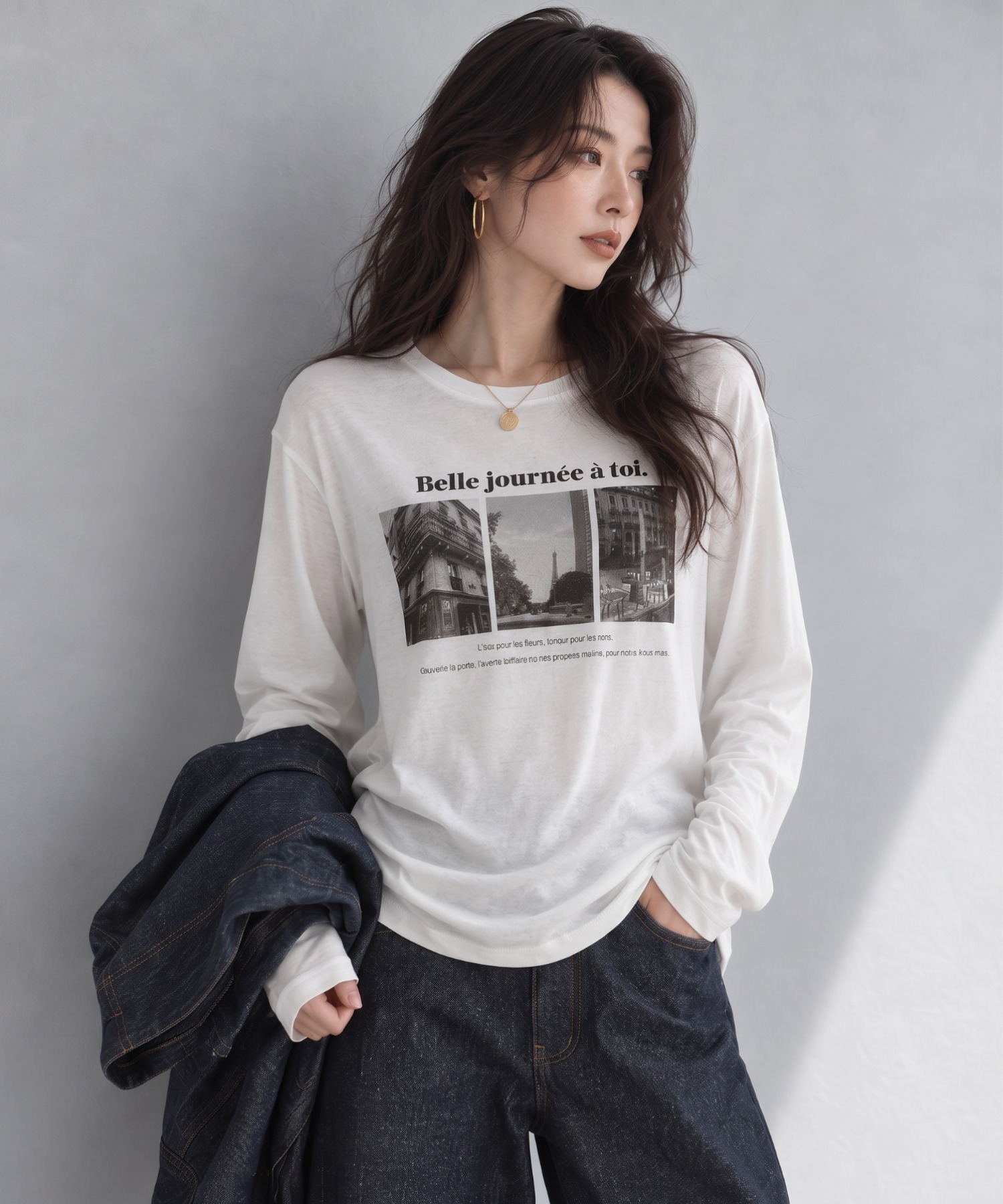 モデル身長：158cm
着用サイズ：FREE