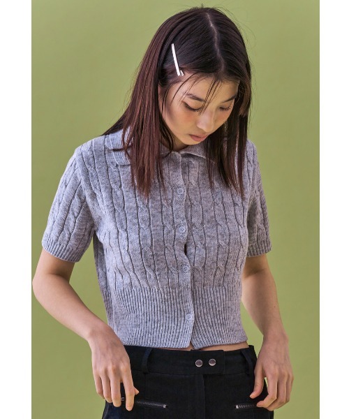 A'GEM/9 × .kom 『 FANCY CLUB/ファンシークラブ』 CABLE KNIT CROP