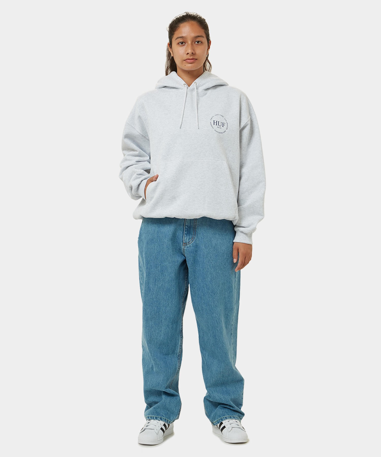 FINE PRINT FLEECE HOODIE / HUF ハフ ヘビーウェイト プリントロゴ パーカー