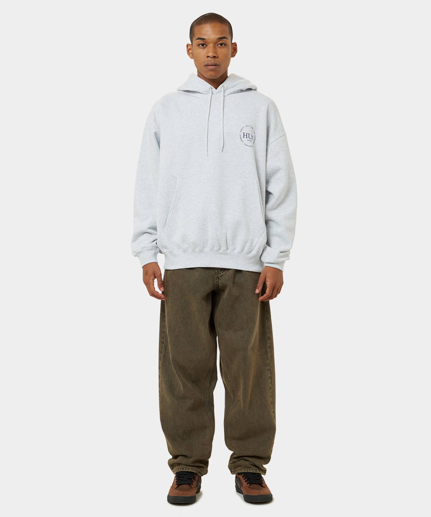 FINE PRINT FLEECE HOODIE / HUF ハフ ヘビーウェイト プリントロゴ パーカー