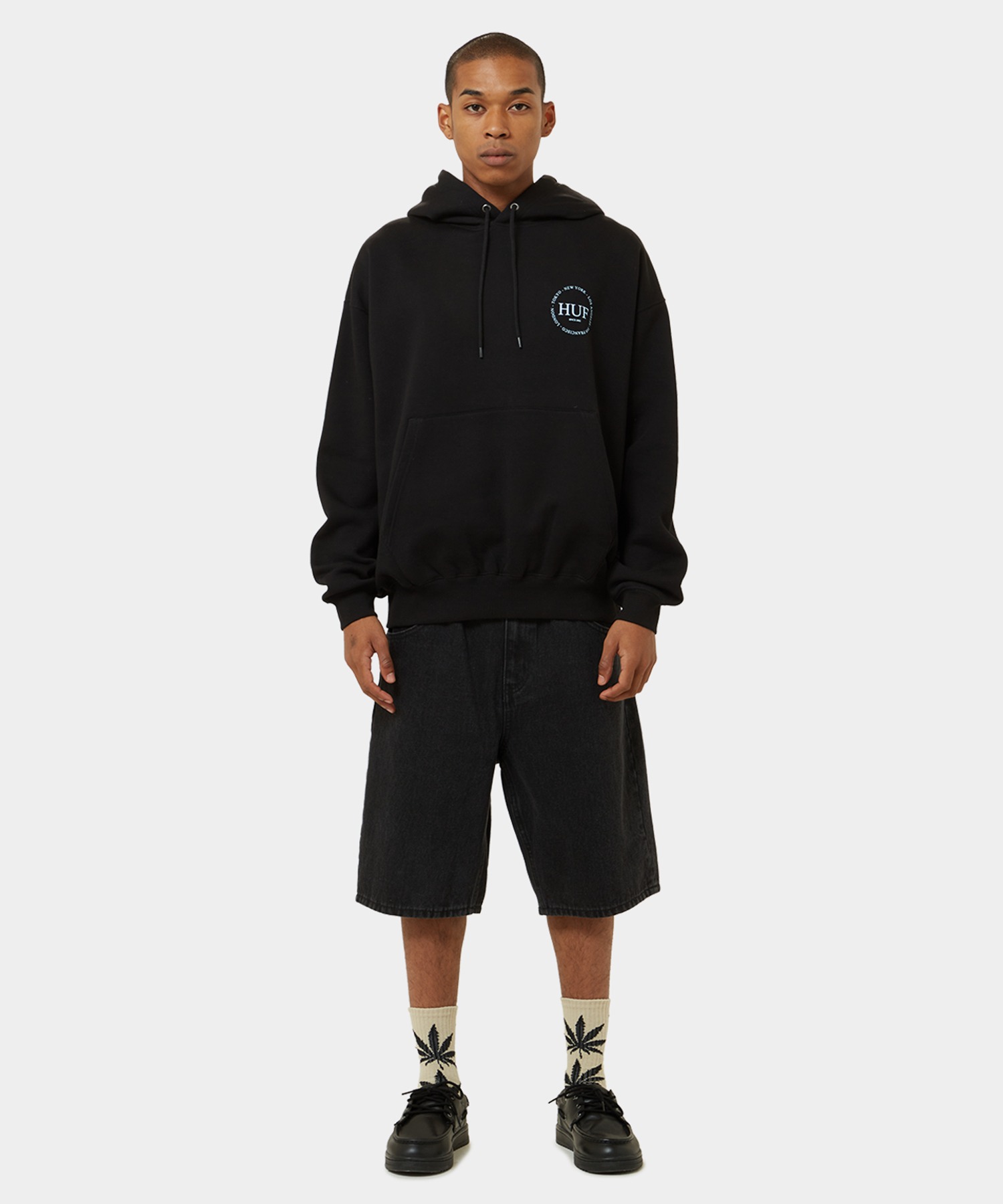 FINE PRINT FLEECE HOODIE / HUF ハフ ヘビーウェイト プリントロゴ パーカー