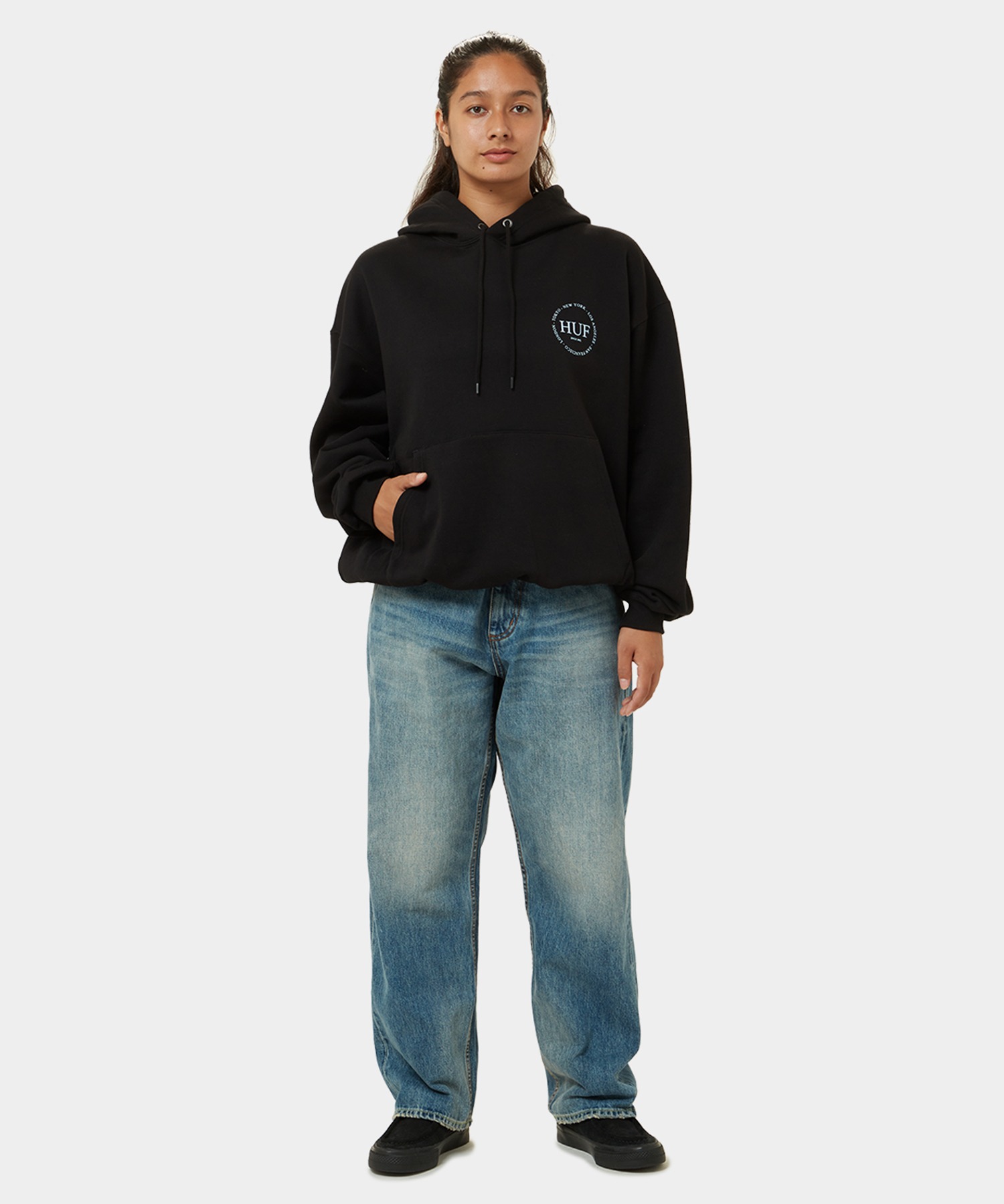 FINE PRINT FLEECE HOODIE / HUF ハフ ヘビーウェイト プリントロゴ パーカー