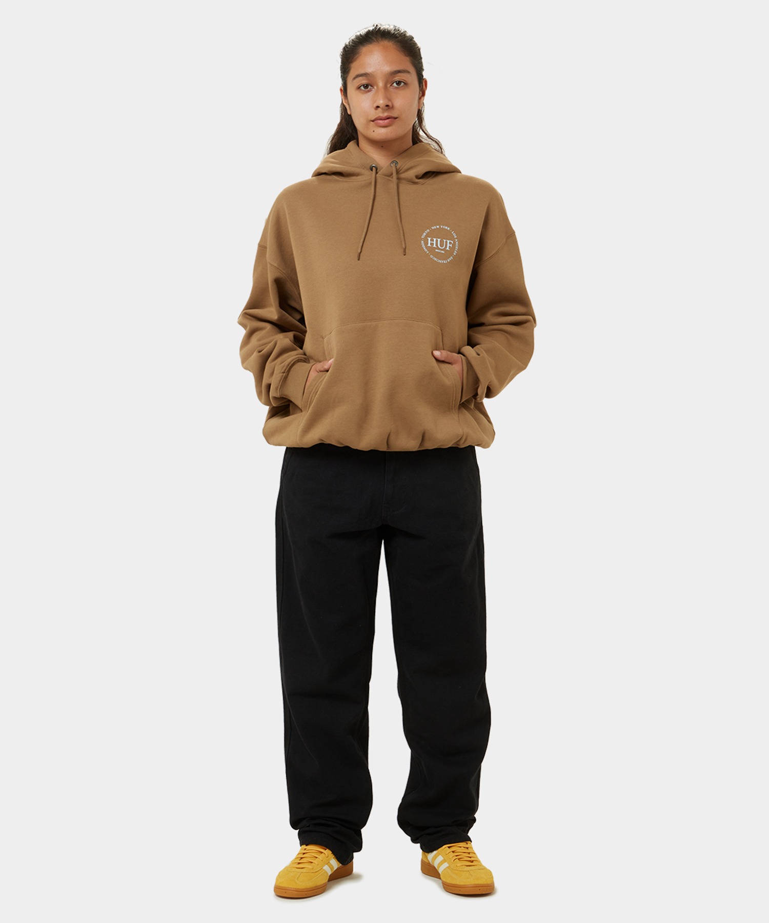 FINE PRINT FLEECE HOODIE / HUF ハフ ヘビーウェイト プリントロゴ パーカー