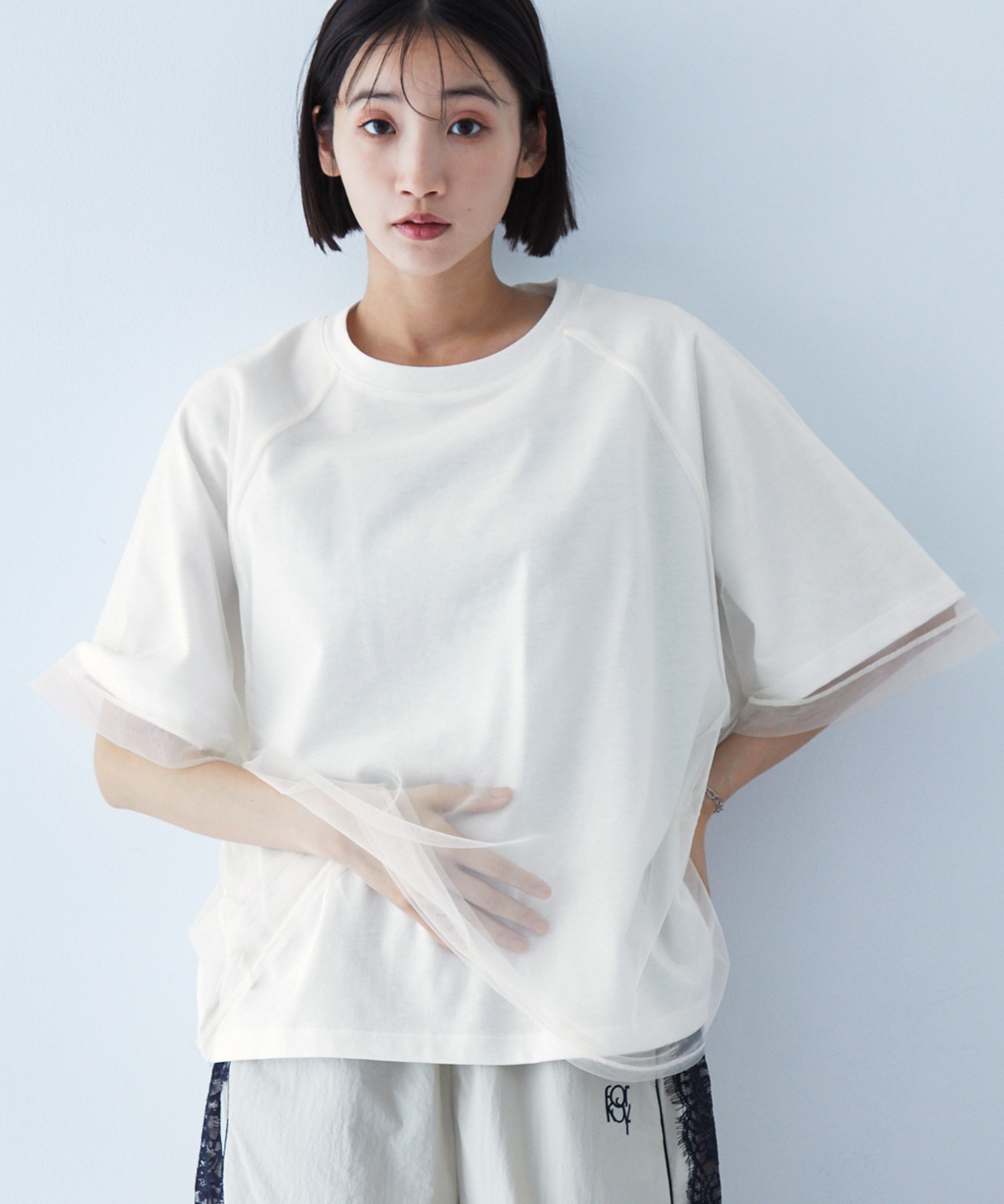 新品　ICB 今季物チュールレイヤード カットソー　半袖シャツ　L 楽天市場】【接触冷感・UVケア・速乾・洗える】 チュール