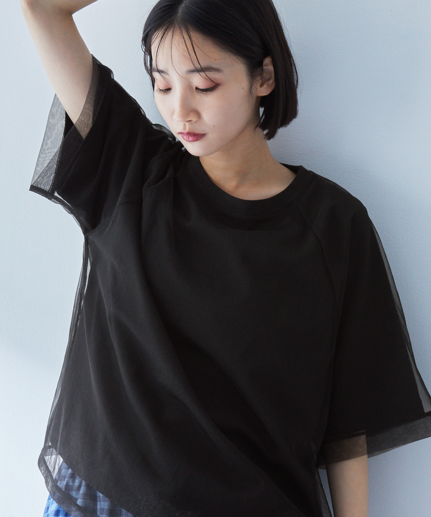 tシャツ チュールレイヤードTシャツ レディース チュールレイヤードTシャツ（Tシャツ/カットソー）｜rectangle