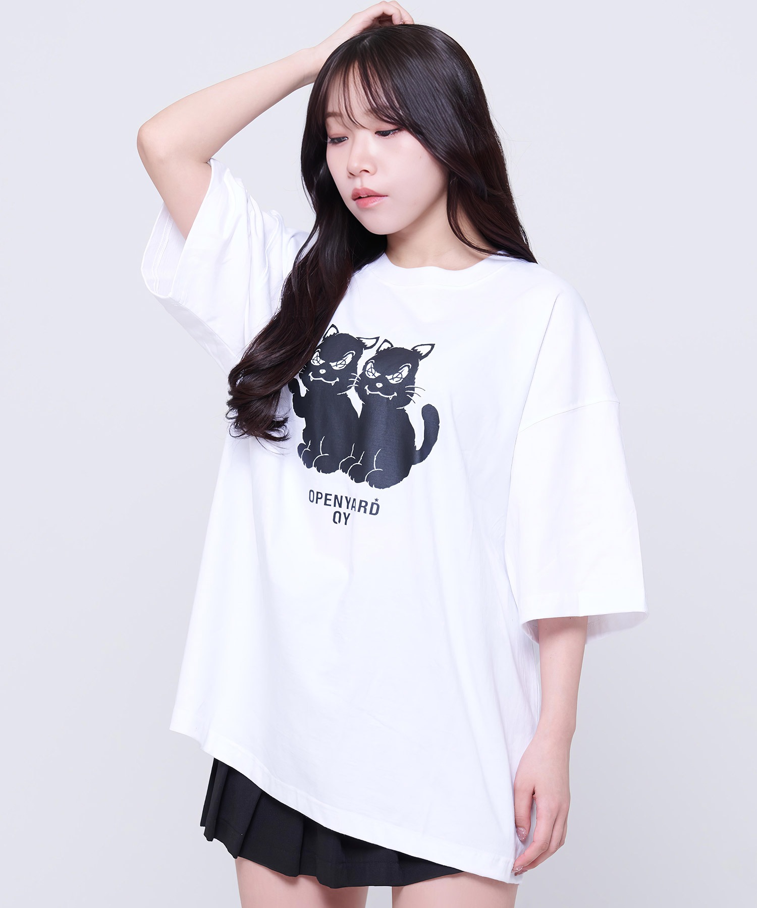 OY/オーワイ』 TWIN BLACK CAT T/ツイン猫 Tシャツ OY│A'GEM/9×.KOM