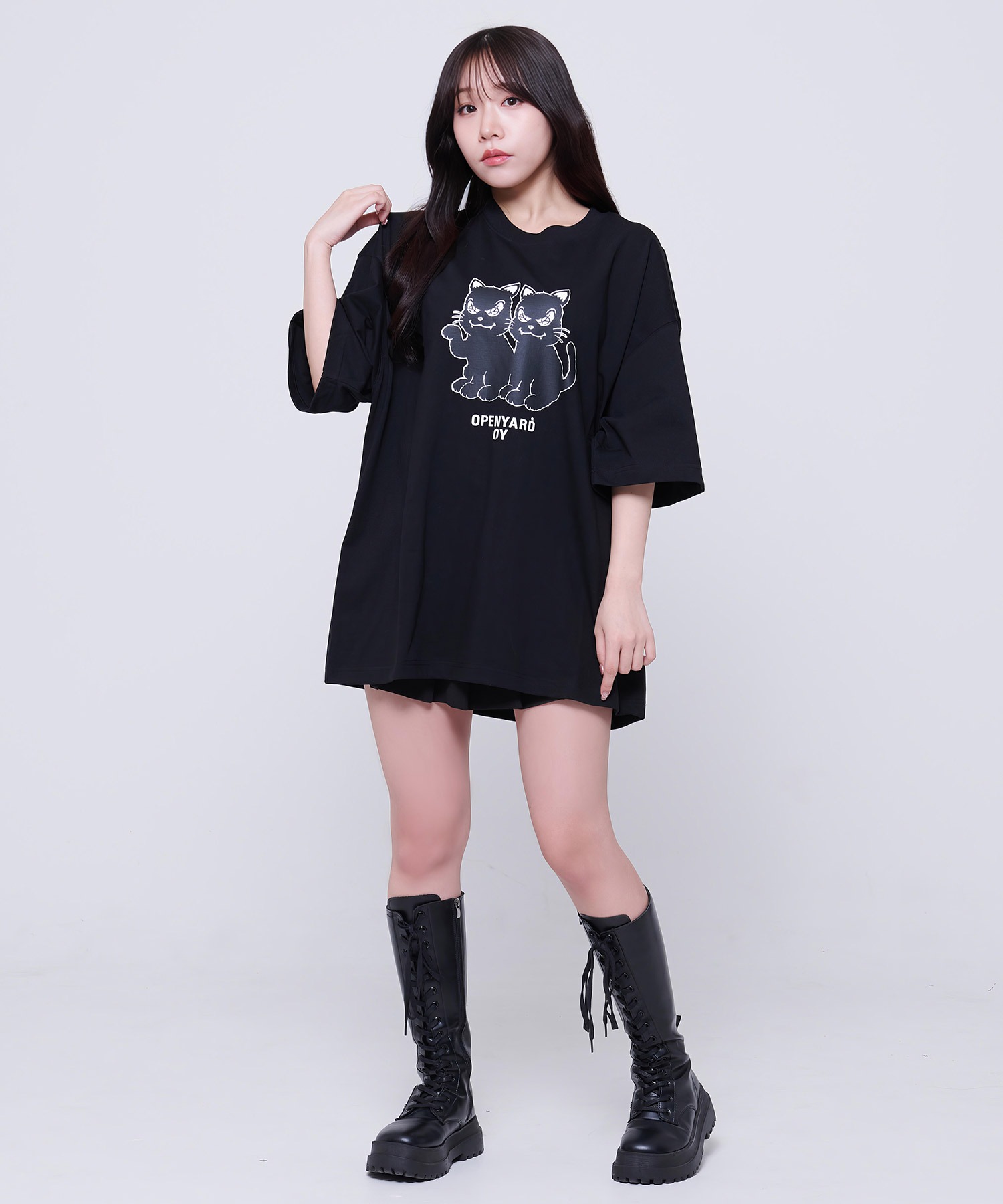 ★OY★ LILY LOGO TEE - BLACK★正規品/韓国直送料込/人気 OY/オーワイ』 TRIPLE LOGO BACK ZIPPER LONG SLEEVE/トリプル