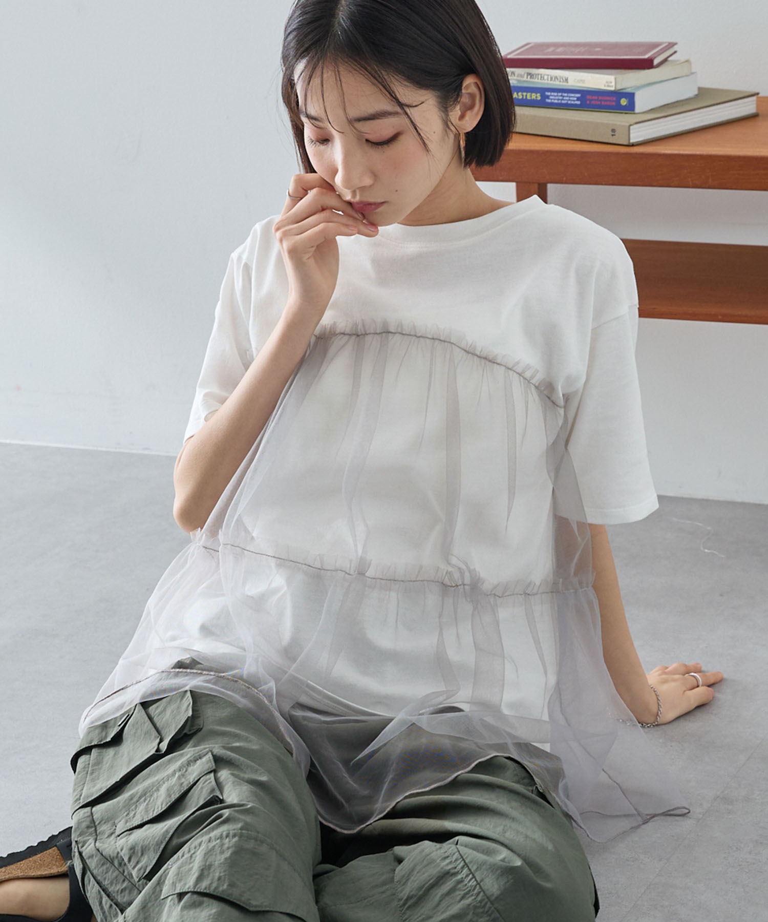 チュールティアードビスチェドッキング半袖Tシャツ MONO-MART│MONO 