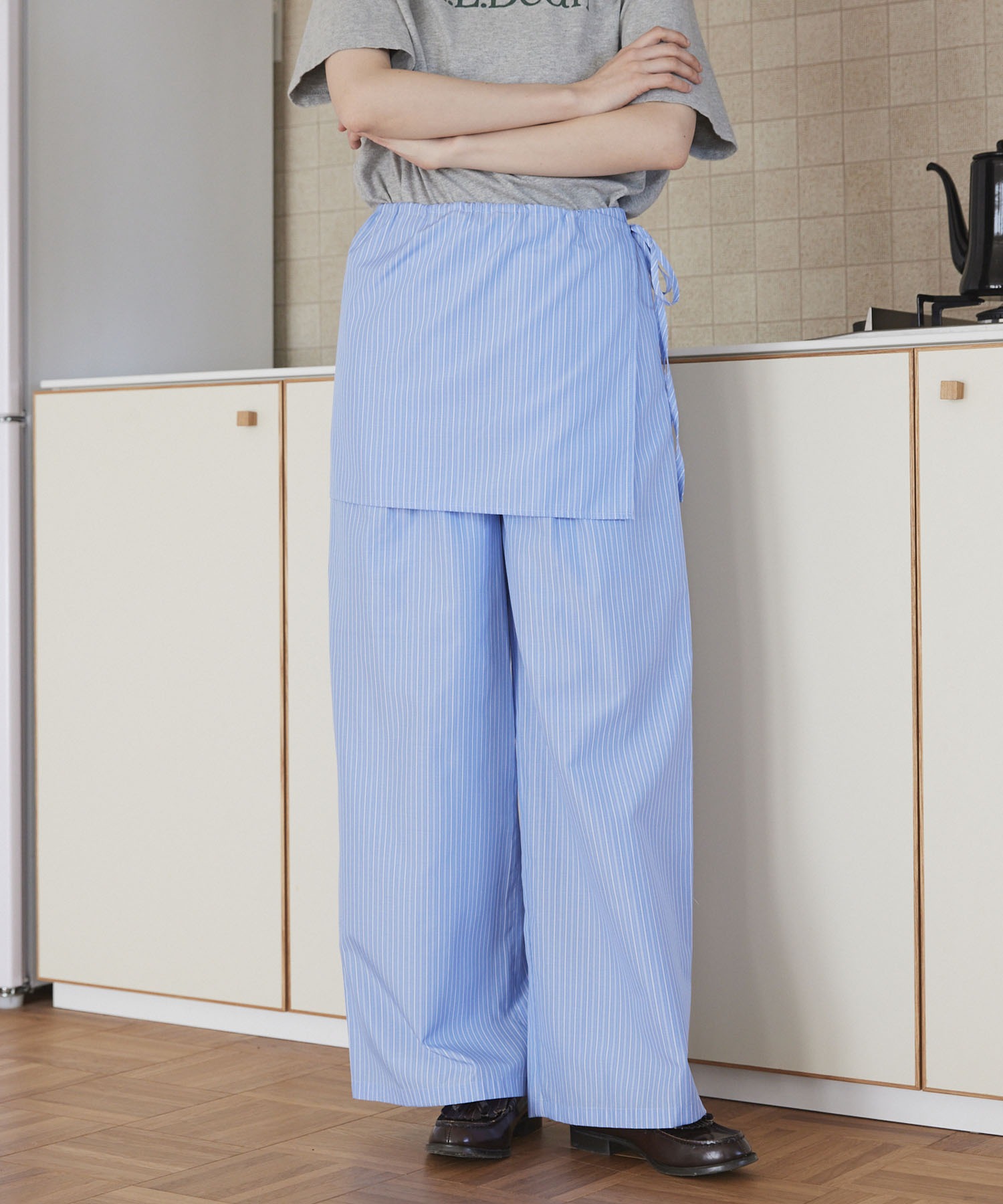 Unblend】フラップ付き レイヤード ワイド イージーパンツ Unblend